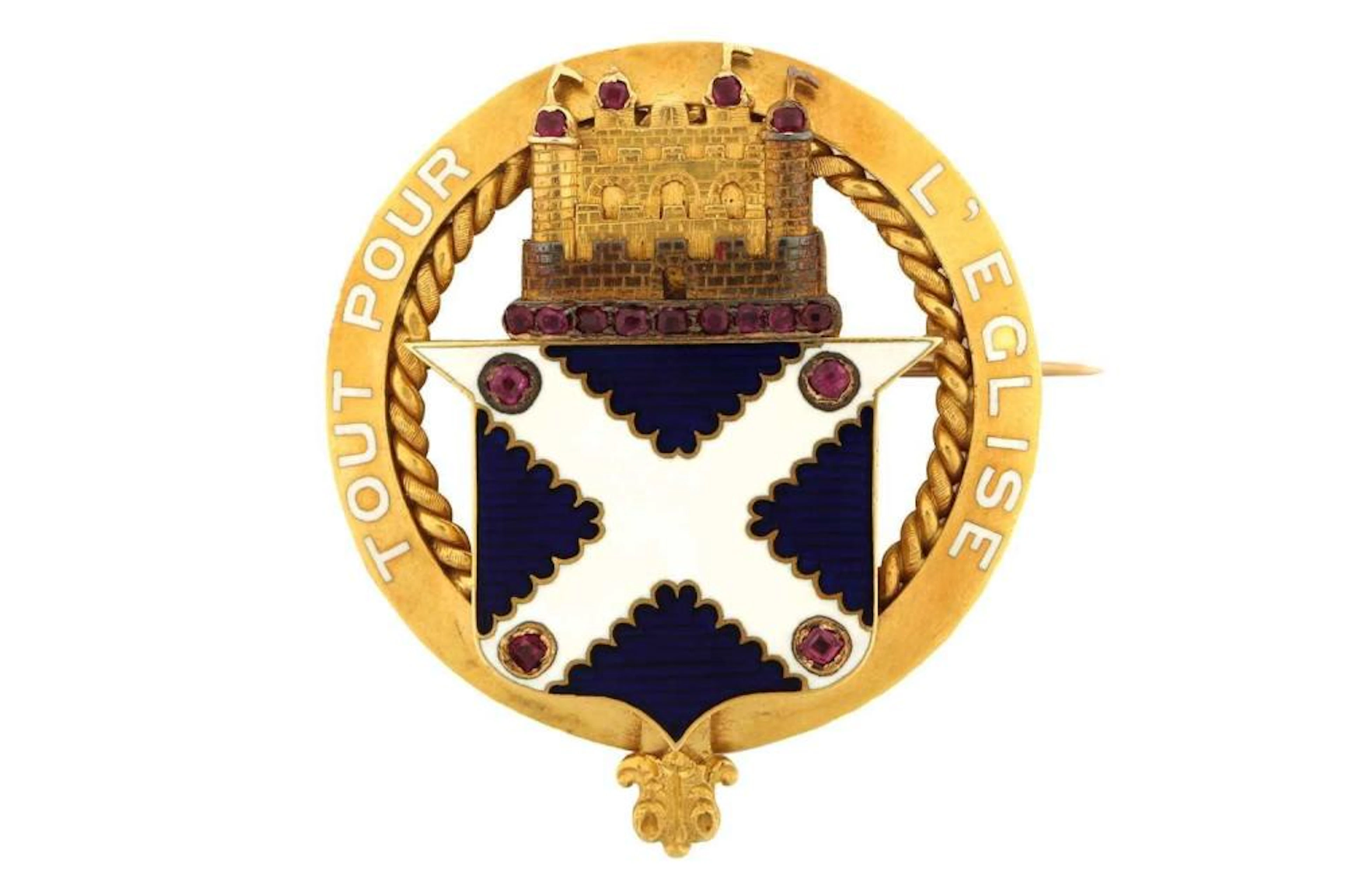 An enamel heraldic brooch