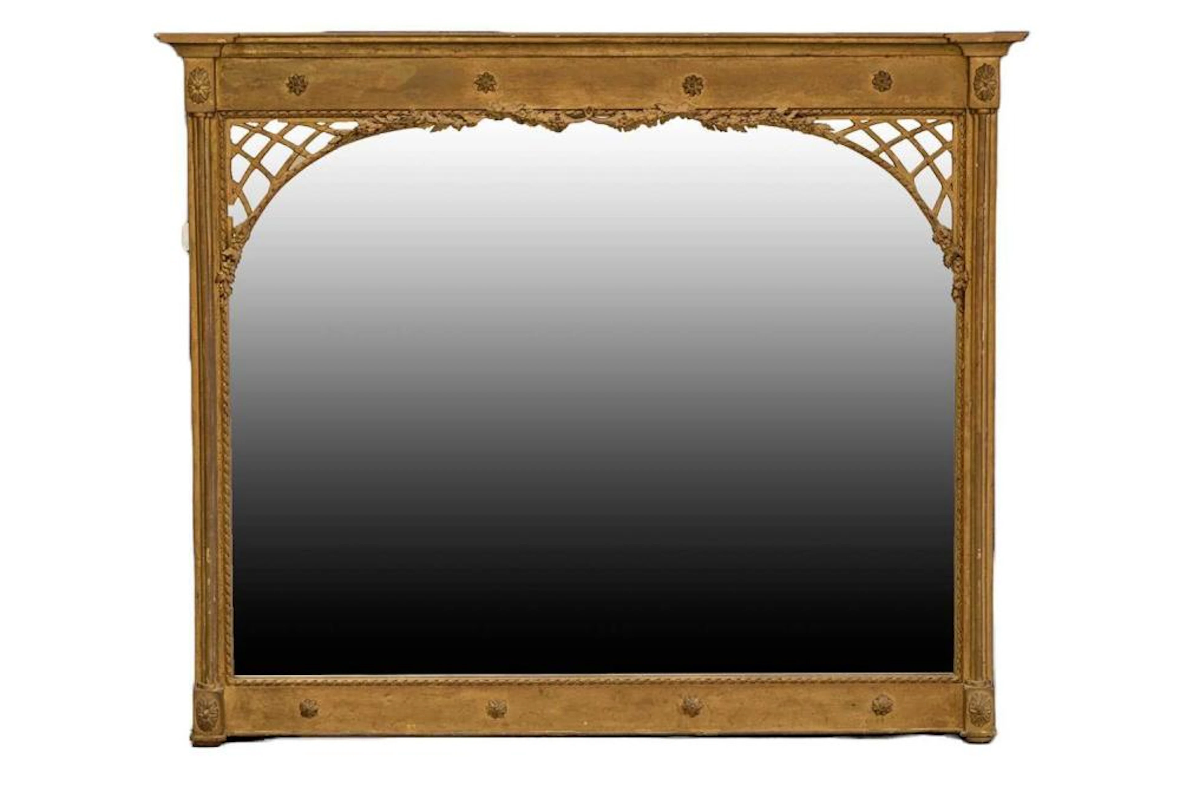 A 19th-century carved and giltwood rectangular overmantle...