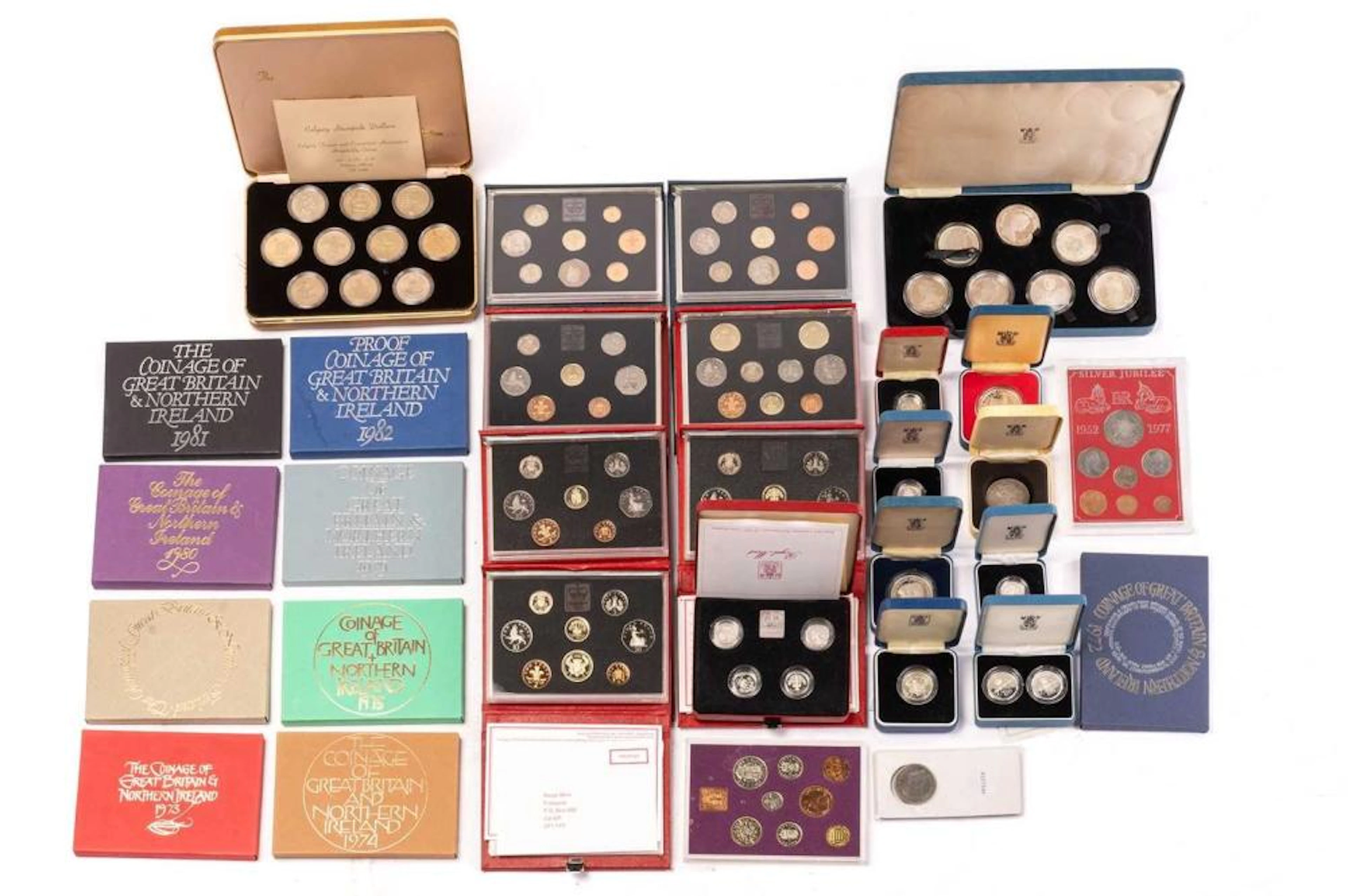 A collection of silver proof and other coins
