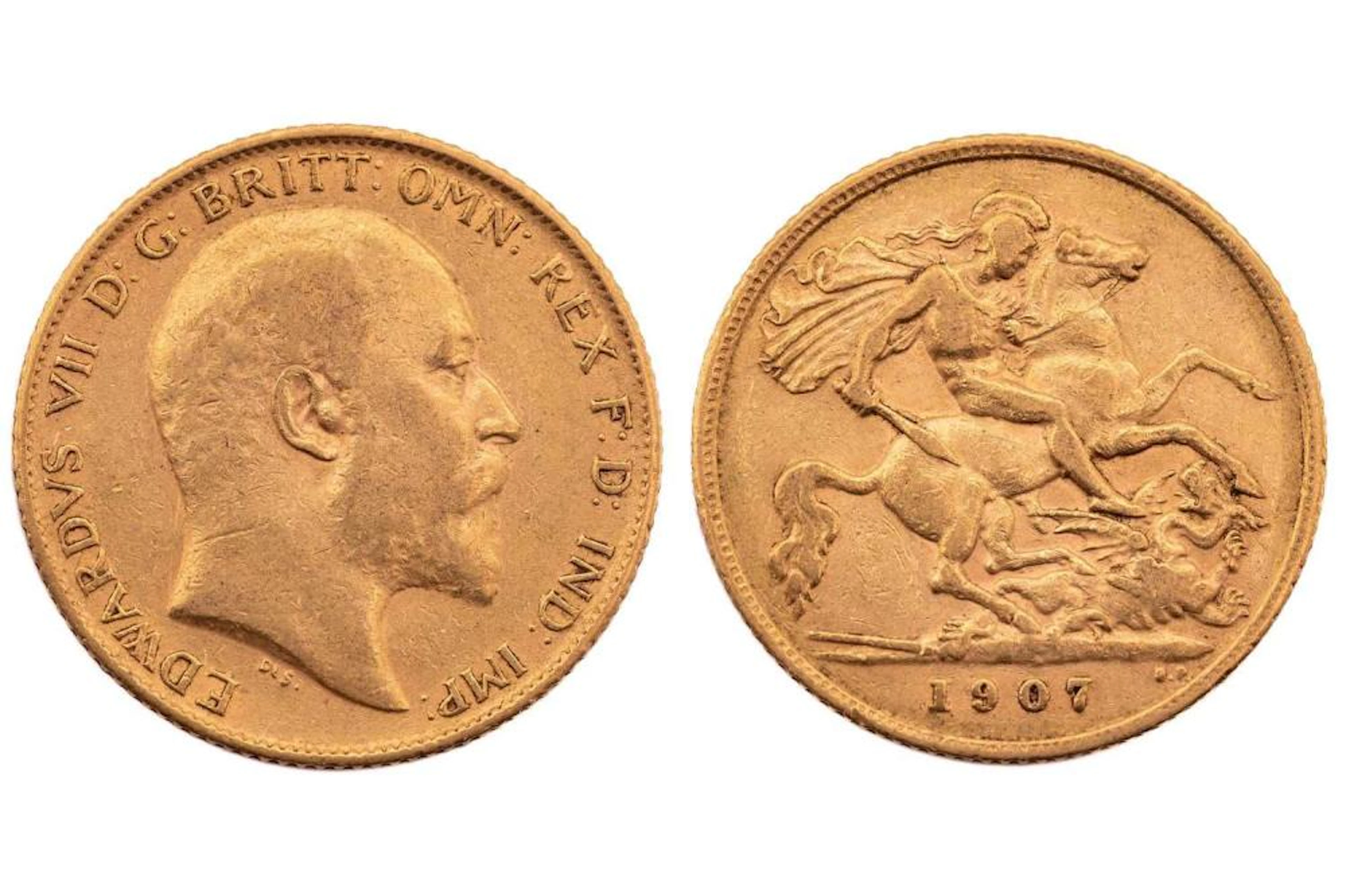 An Edward VII half sovereign, dated 1907.