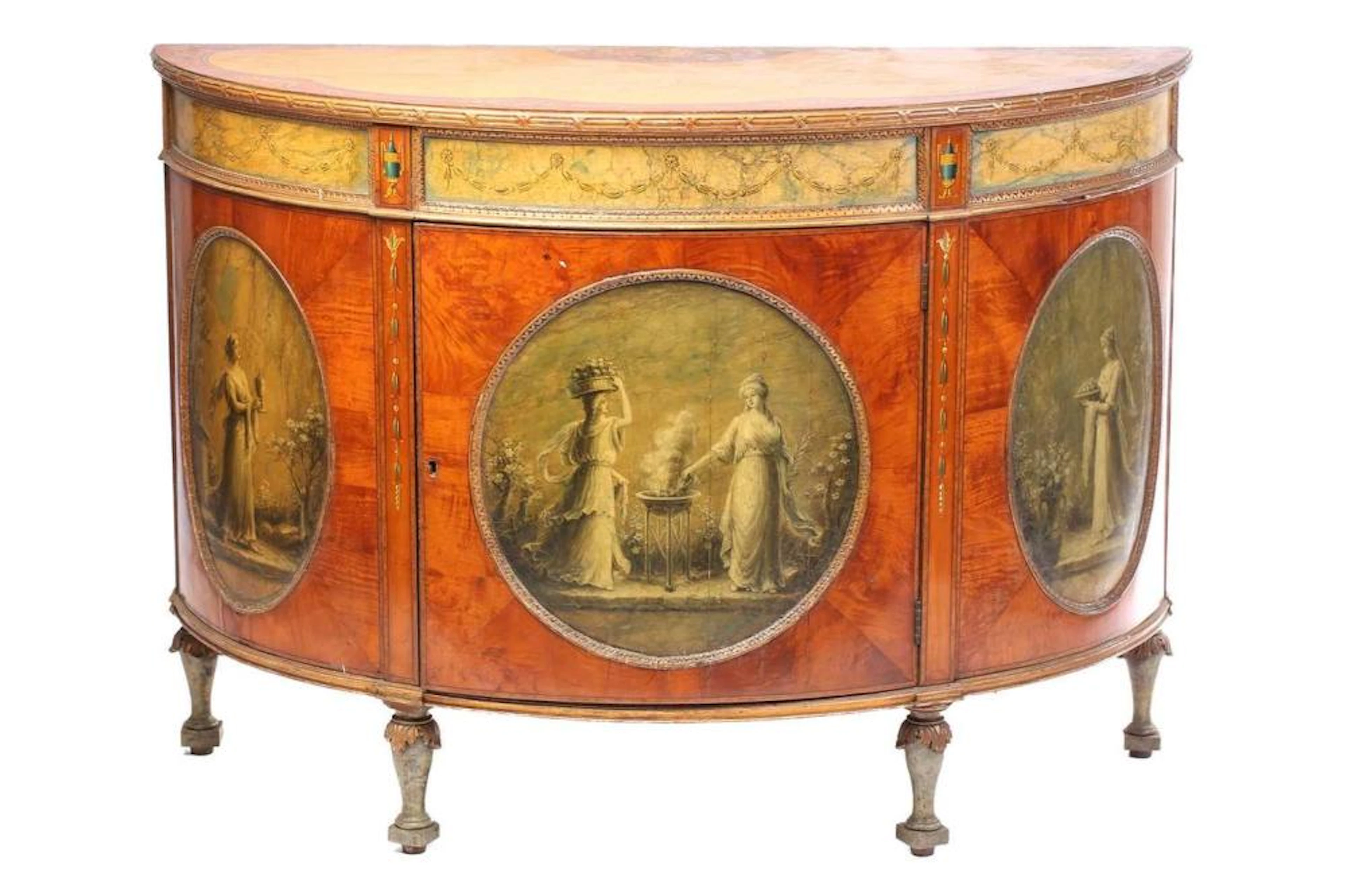 A George III style 'Sheraton Revival' satinwood and...