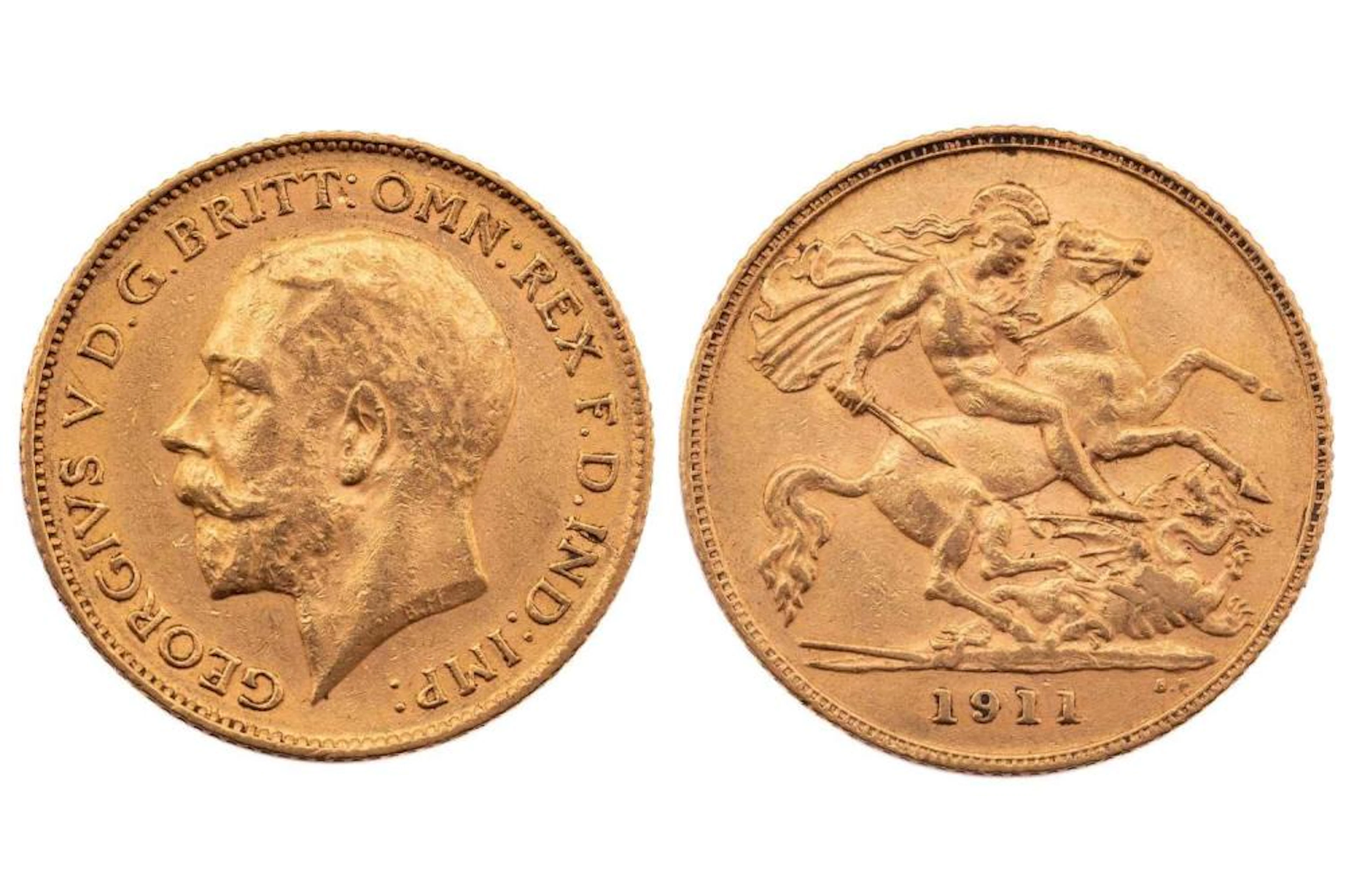 A George V half sovereign, dated 1911.