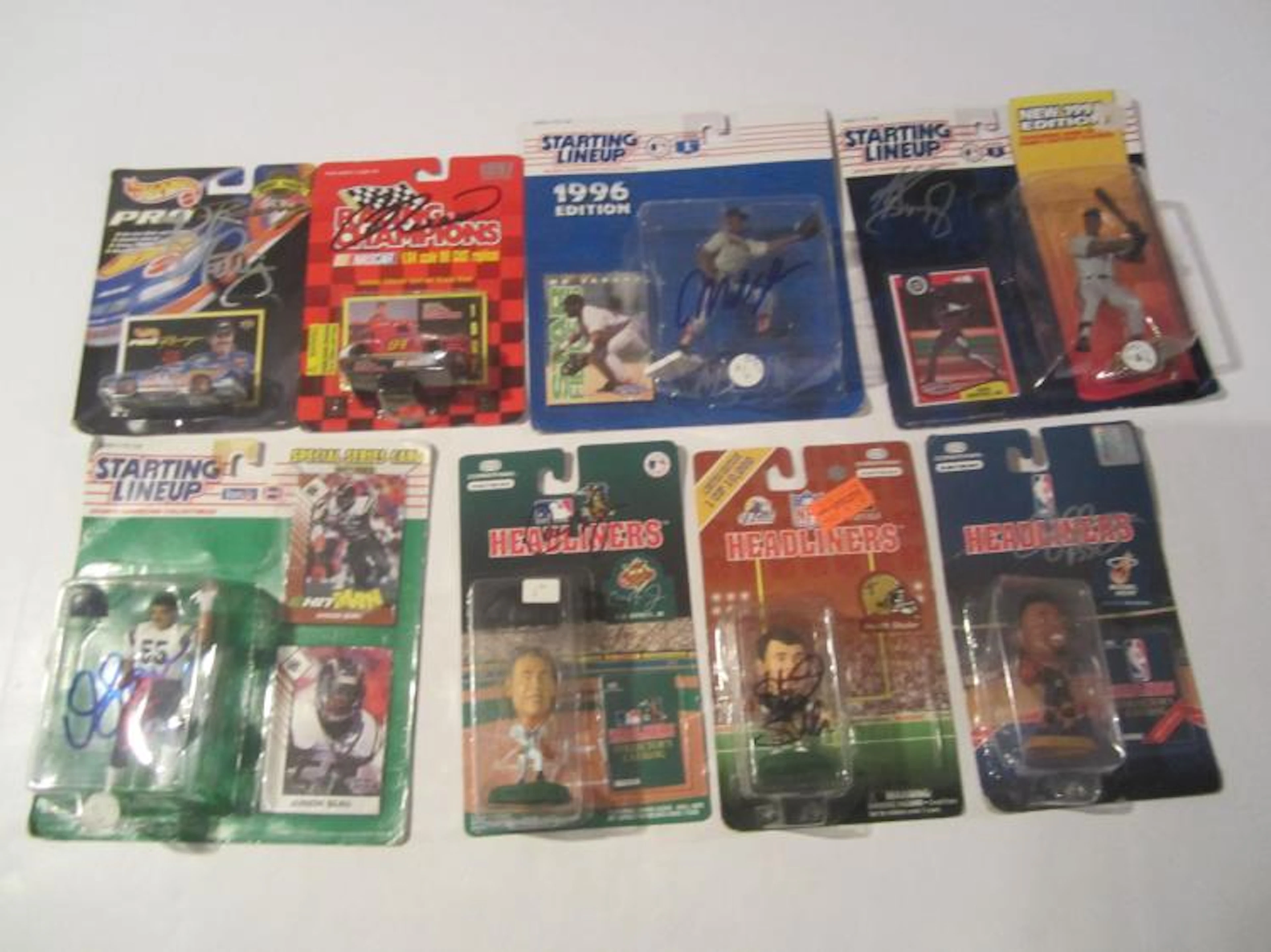 (8) Starting Lineup / Headliners / Hot Wheels Vintage Toy Lot With Cards