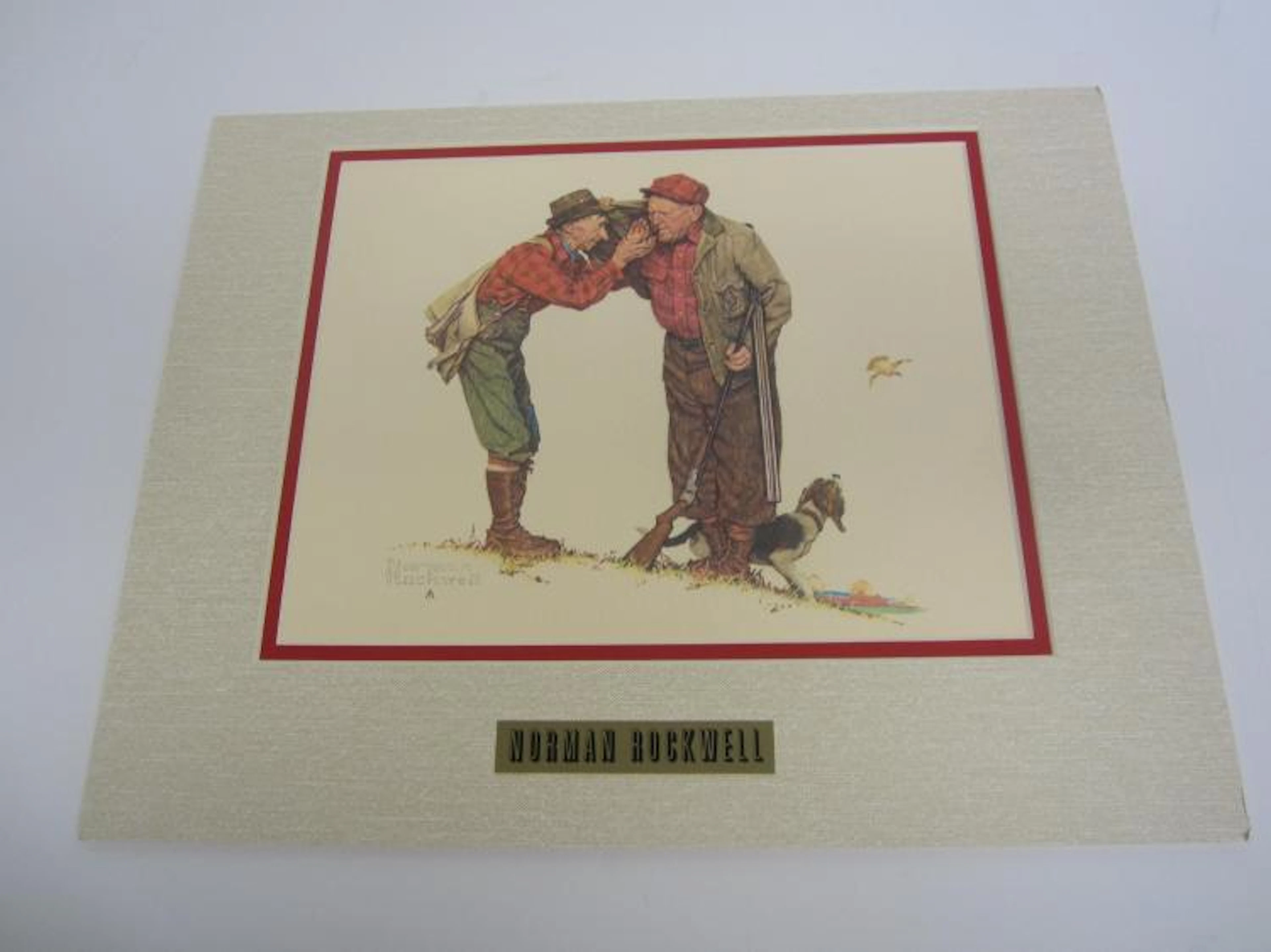 Norman Rockwell Two men and a Dog Hunting print COA