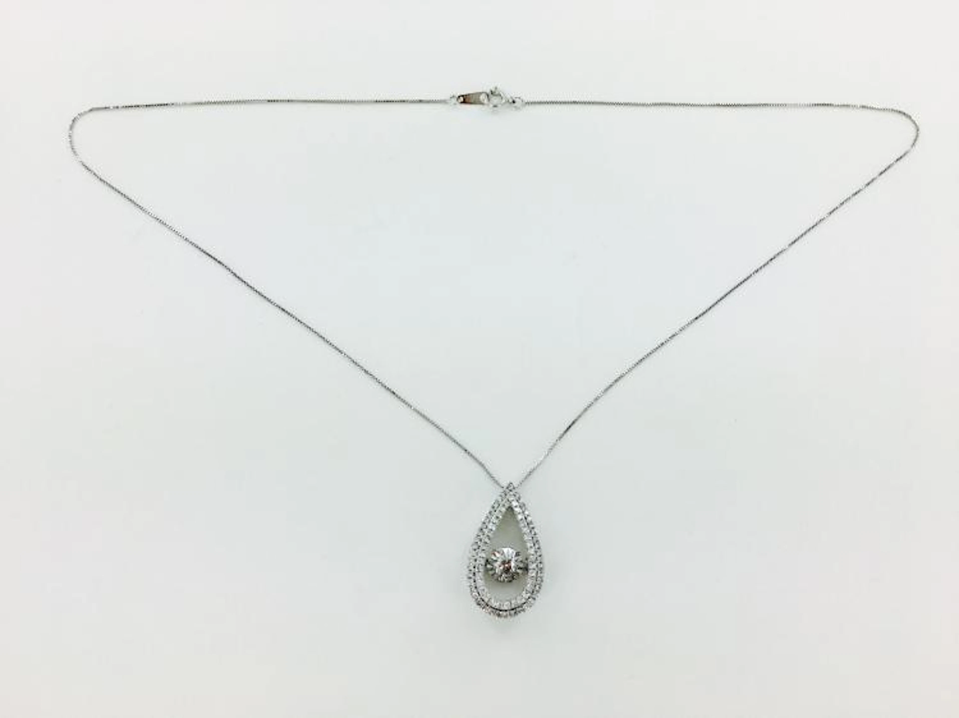 Designer ZALES 14k White Gold Genuine Floating Diamond Pendant w/ Necklace