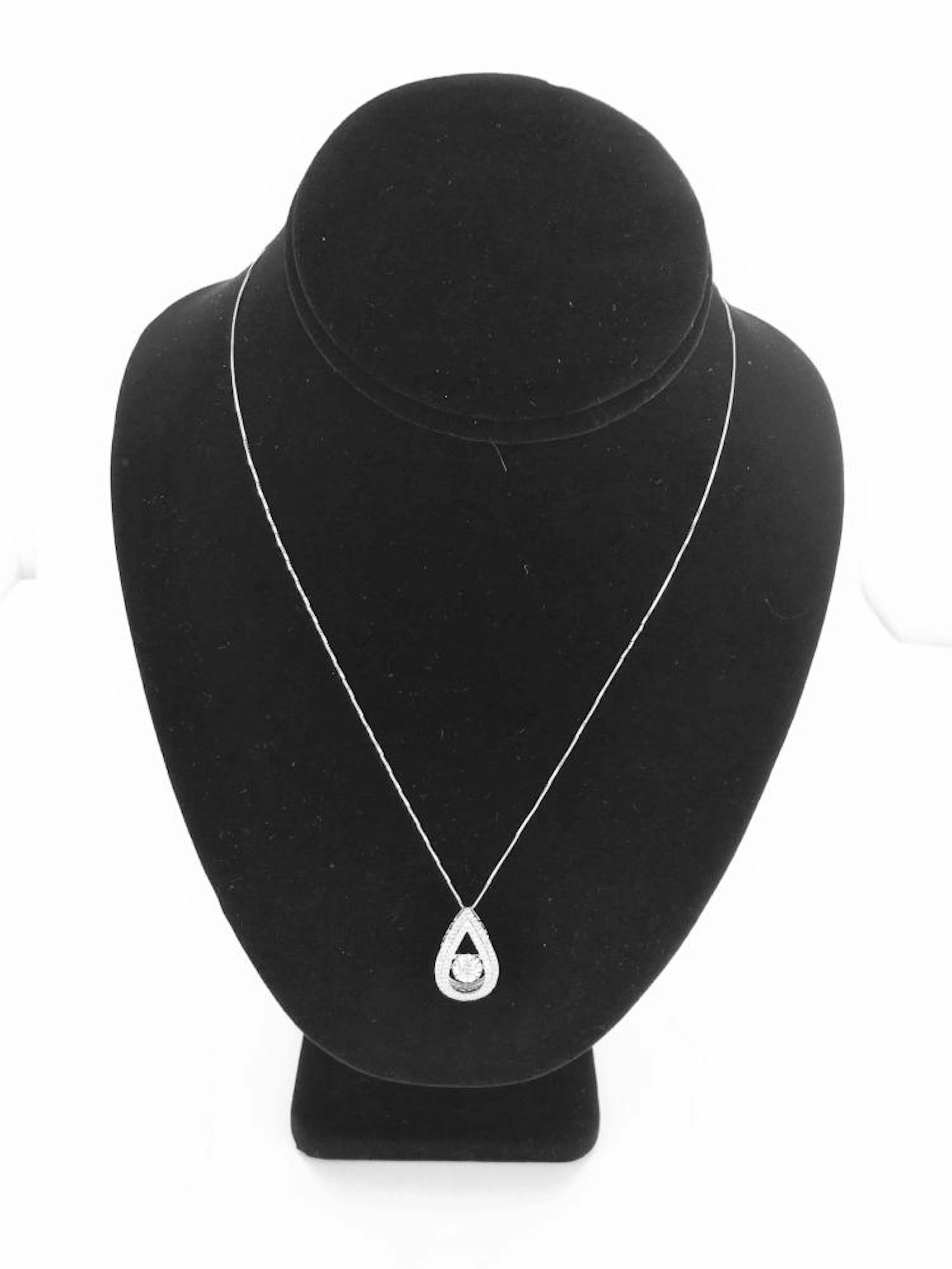 Designer ZALES 14k White Gold Genuine Floating Diamond Pendant w/ 14k Necklace