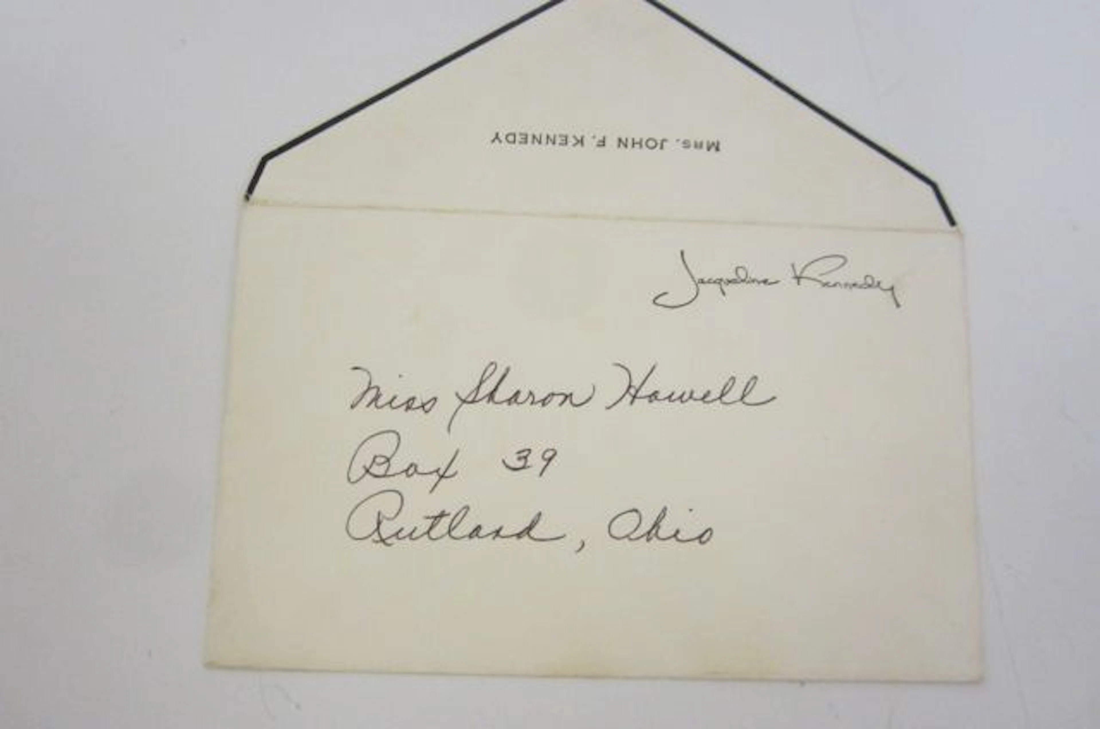 Jackie Kennedy President John F Kennedy assasination thank you card w/envelope