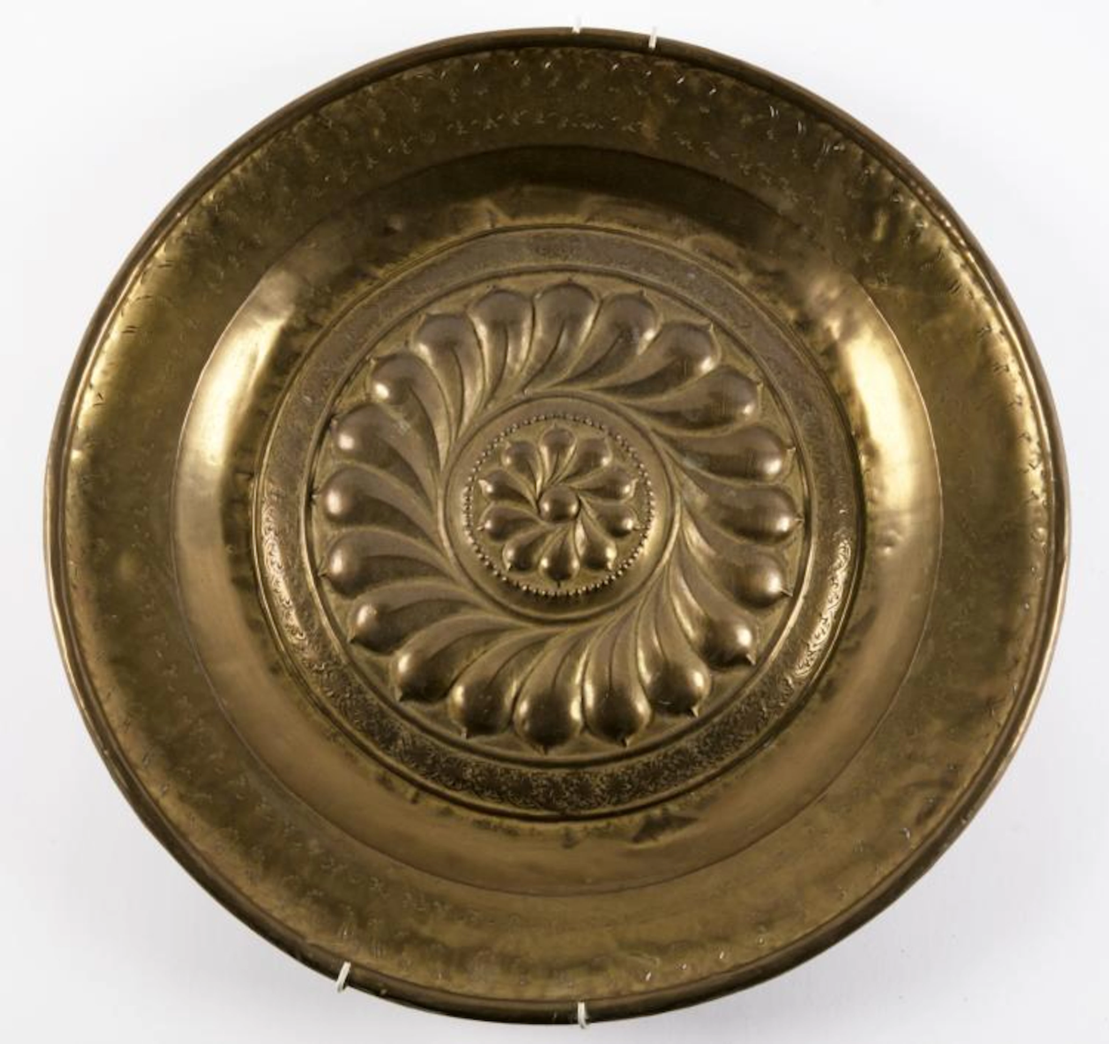 ITALY 17th CENTURY Embossed copper almoner plate