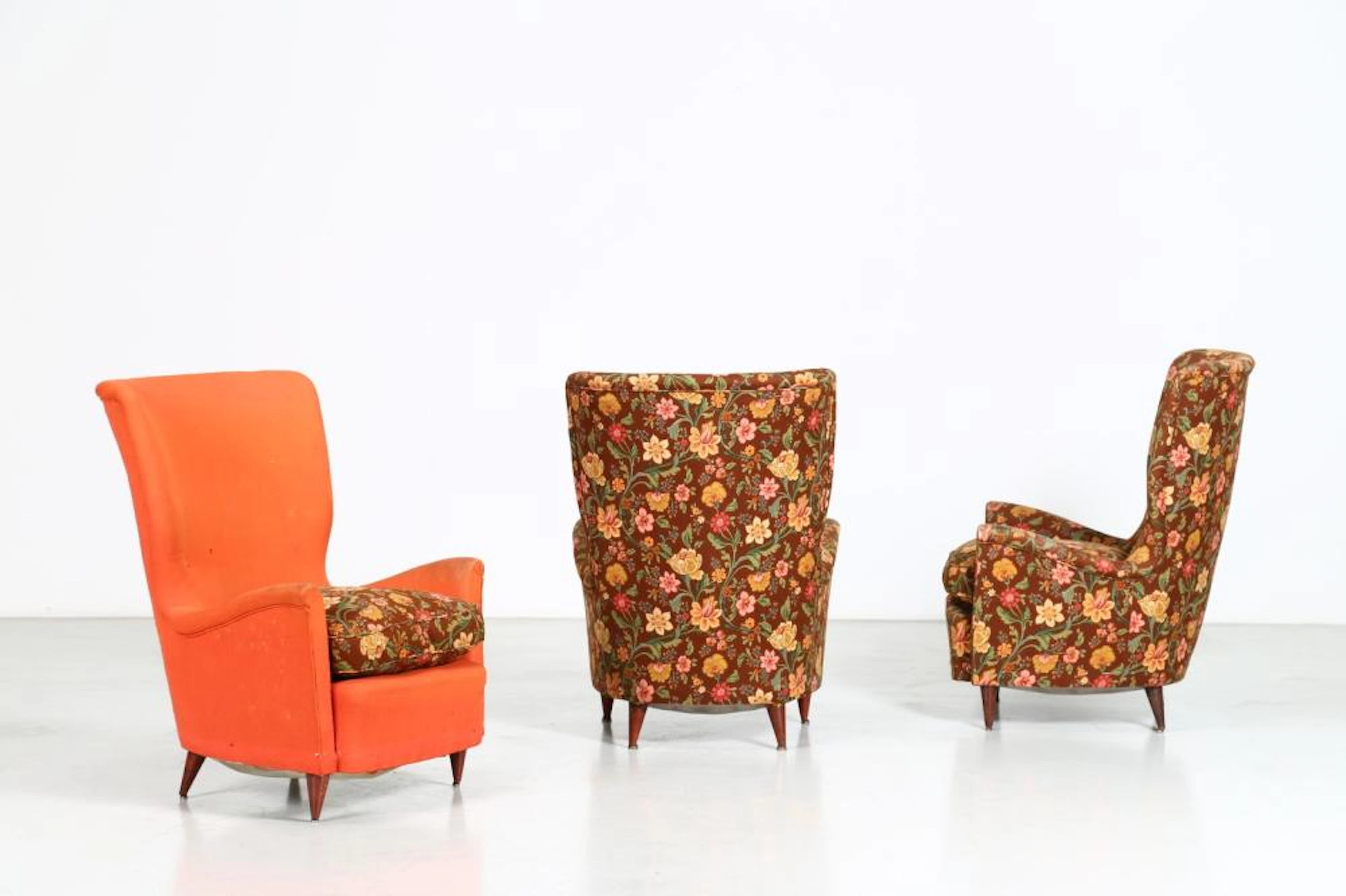 PONTI GIO' (1891 - 1979) Three armchairs