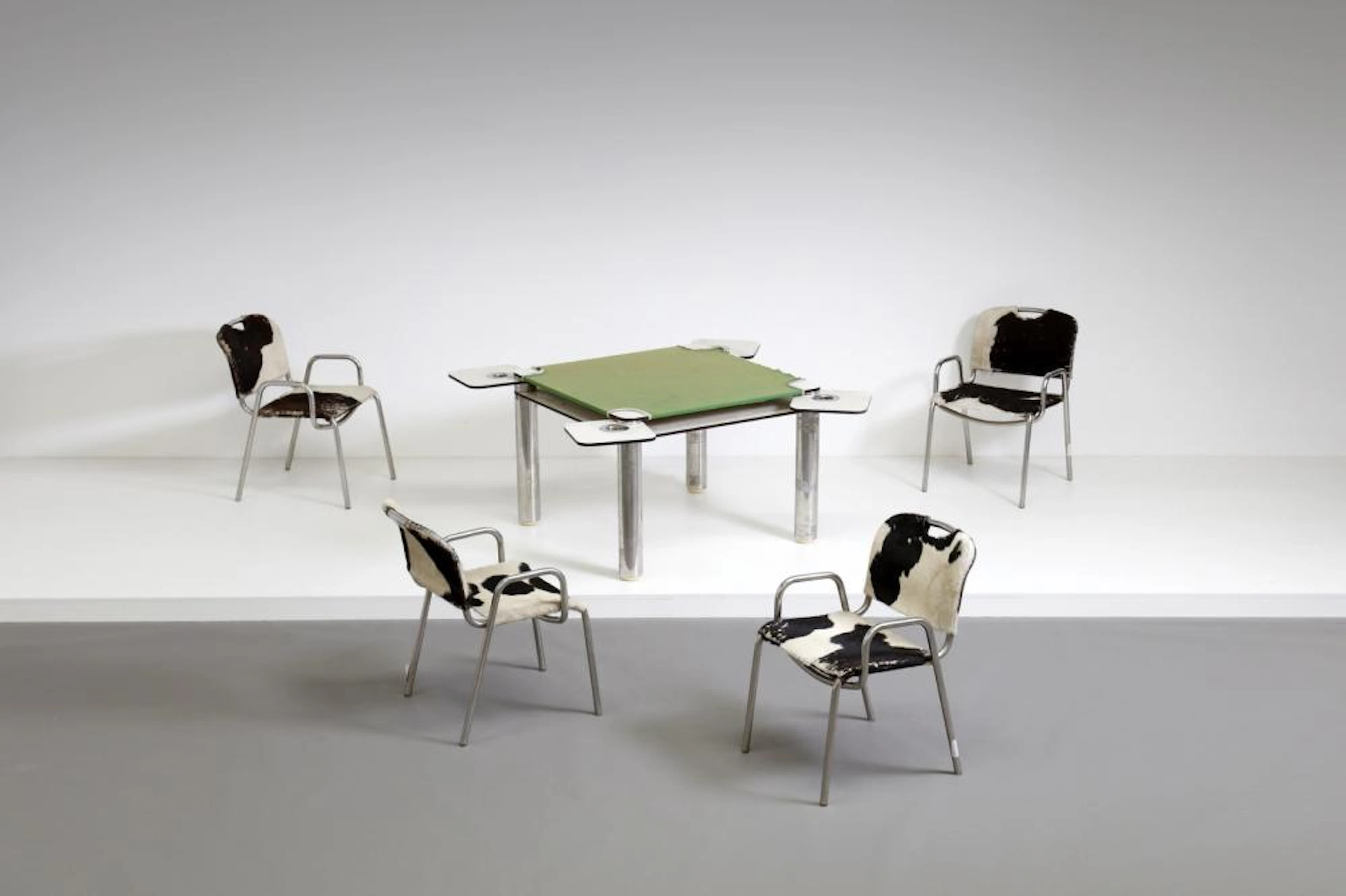 COLOMBO JOE (1930 - 1971) Game table with four chairs, Zanotta production, 60s.