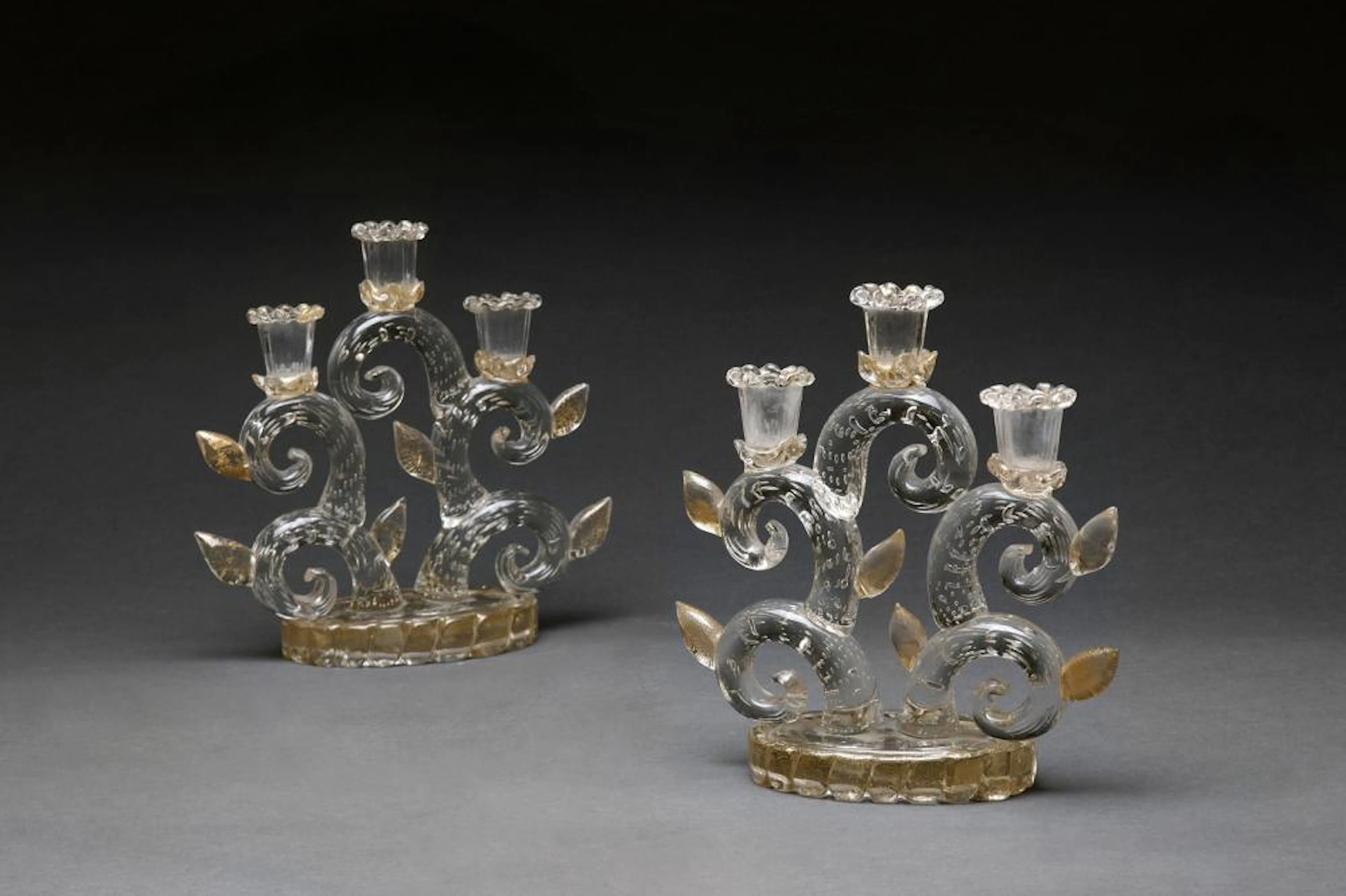 BAROVIER ERCOLE (1889 - 1974) Pair of candleholders in...