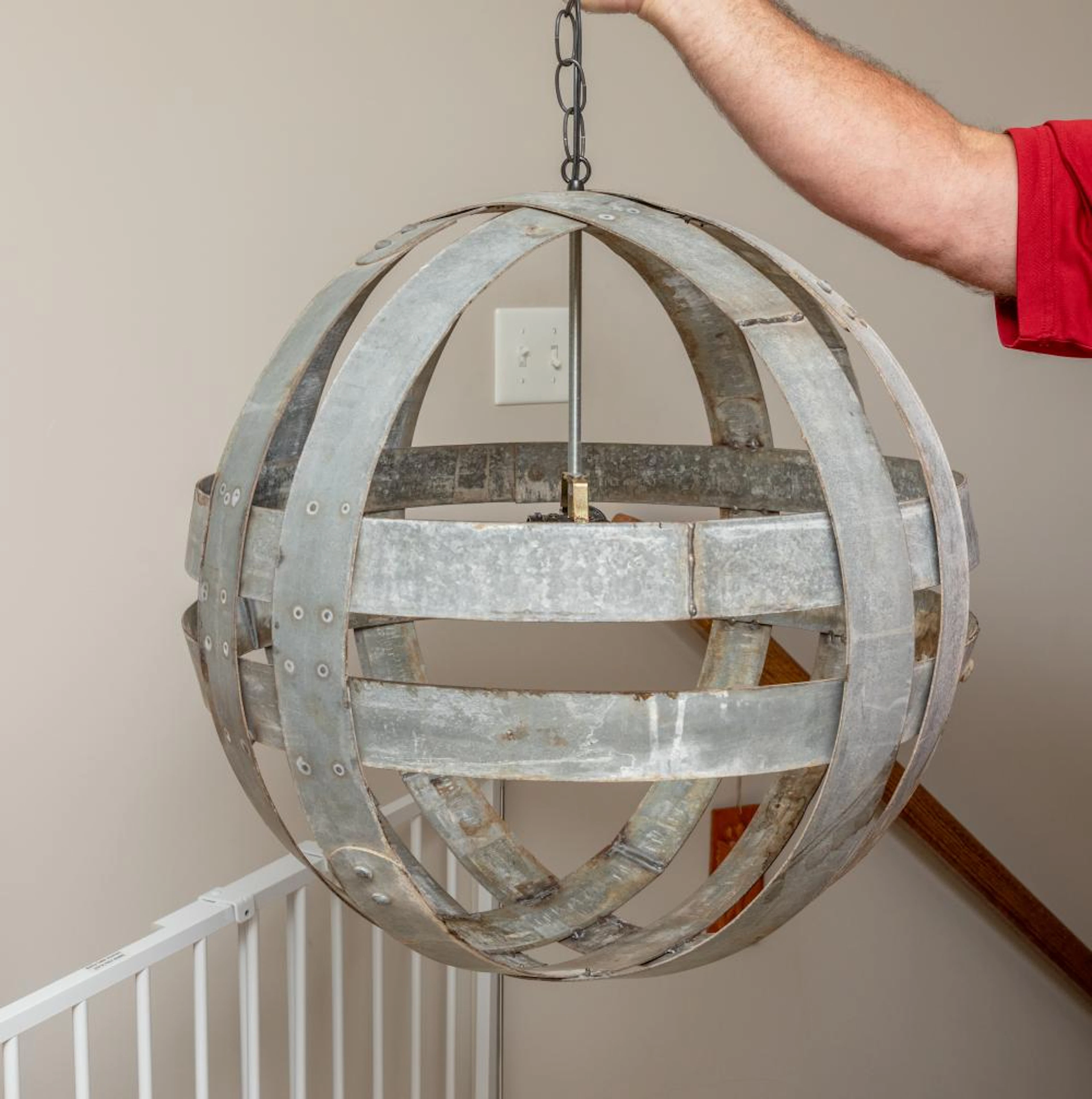 Galvanized Industrial Style Ball Chandelier