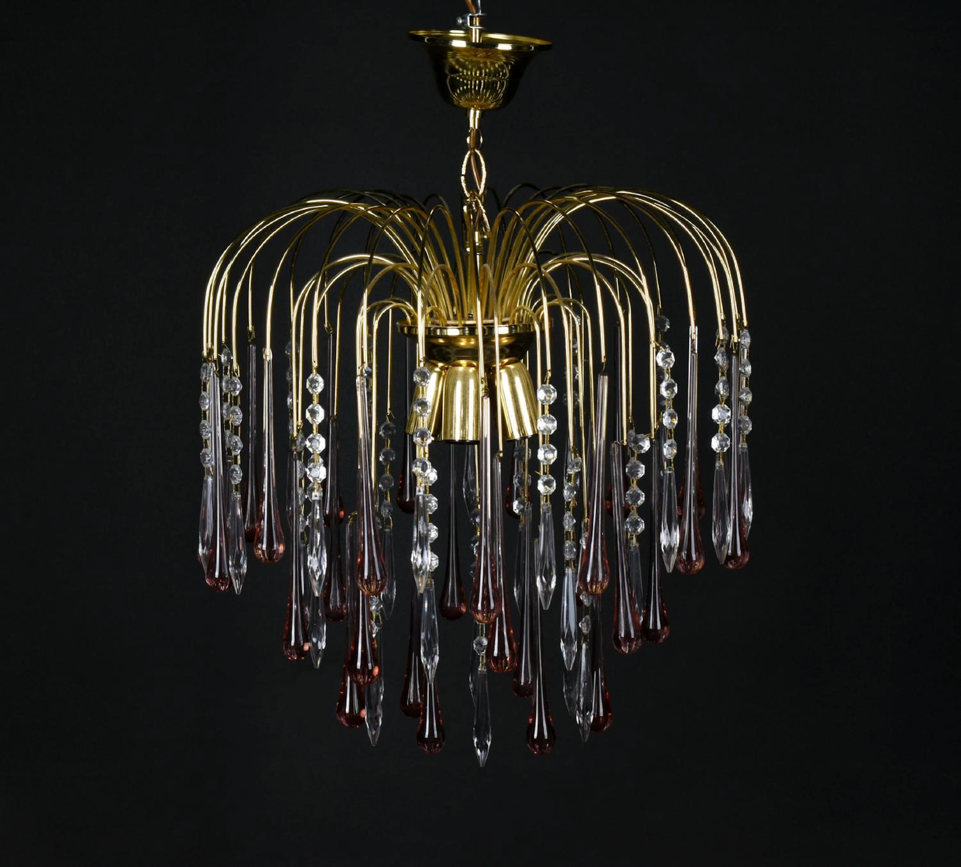 Taklampa "Pink Teardrops" Murano 1900-tal
