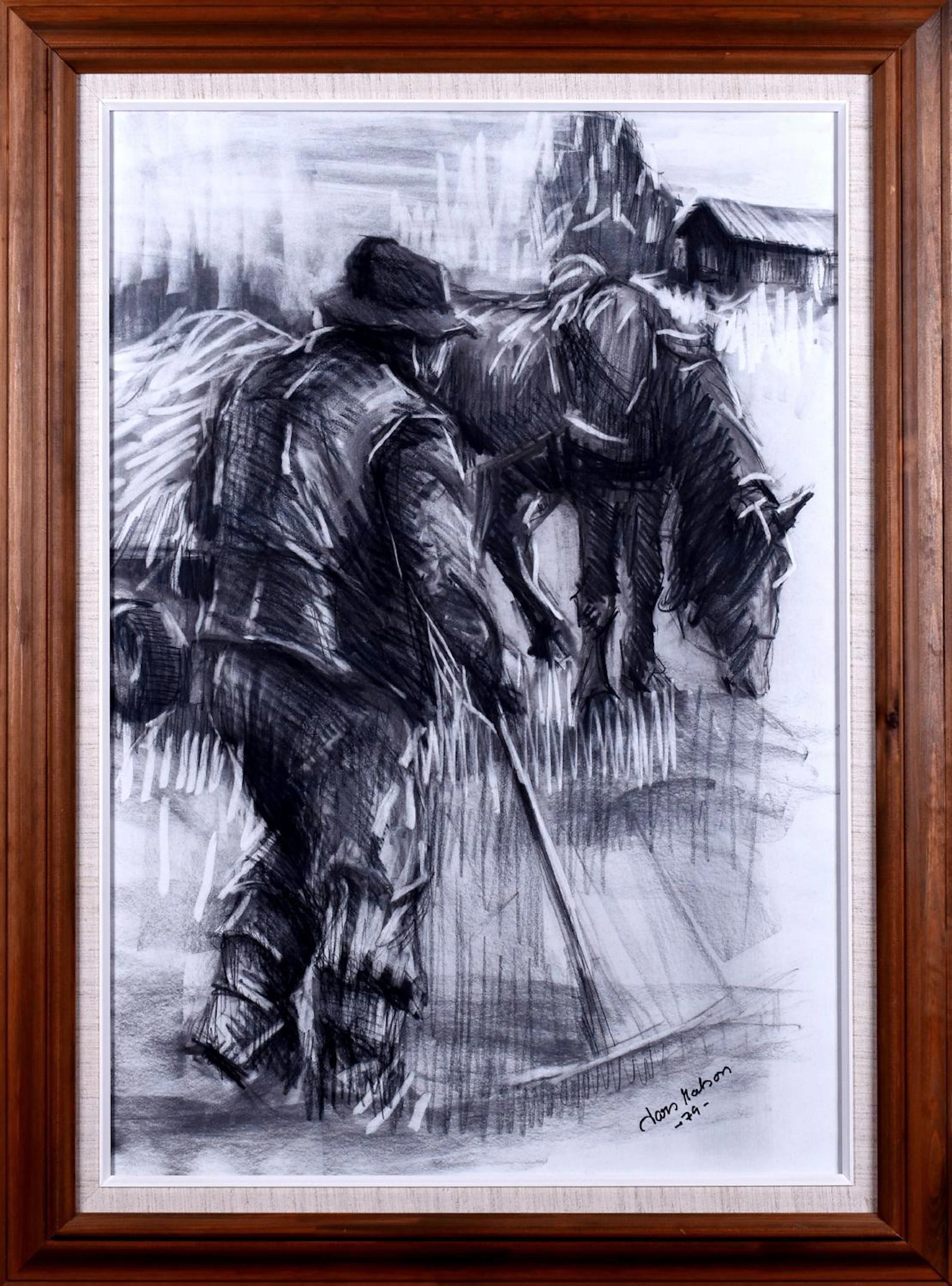 Lars Matson 1933-1994 Kolteckning på papper