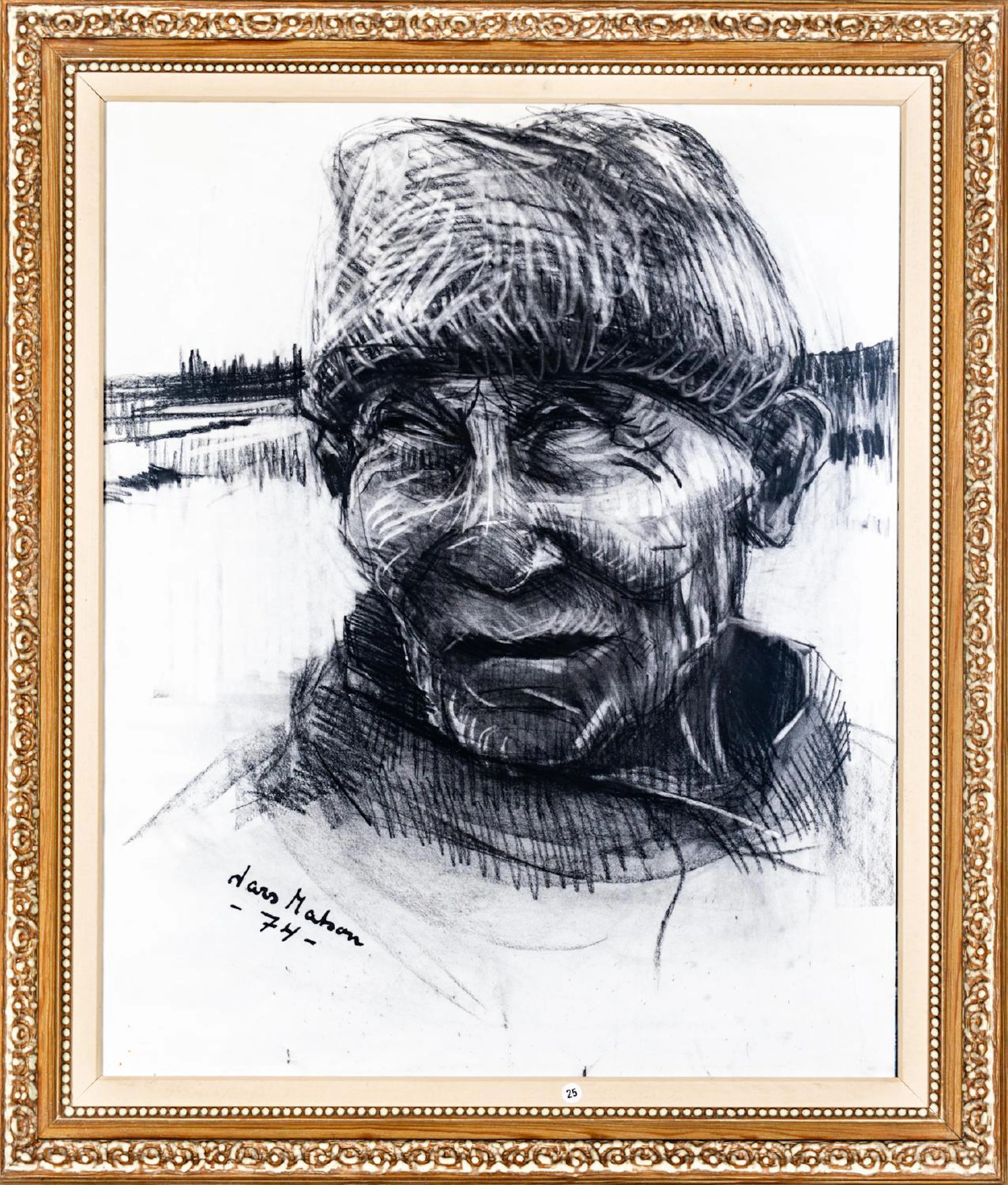 Lars Matson 1933-1994 Kolteckning på papper