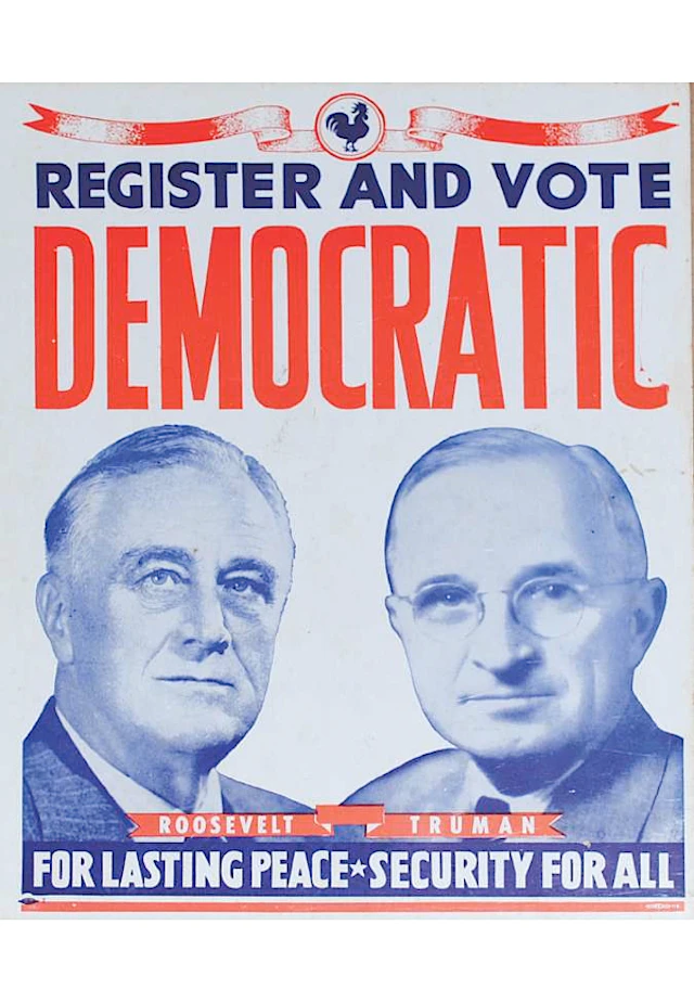 Original FDR & Truman Democratic Presidential Campaign Poster