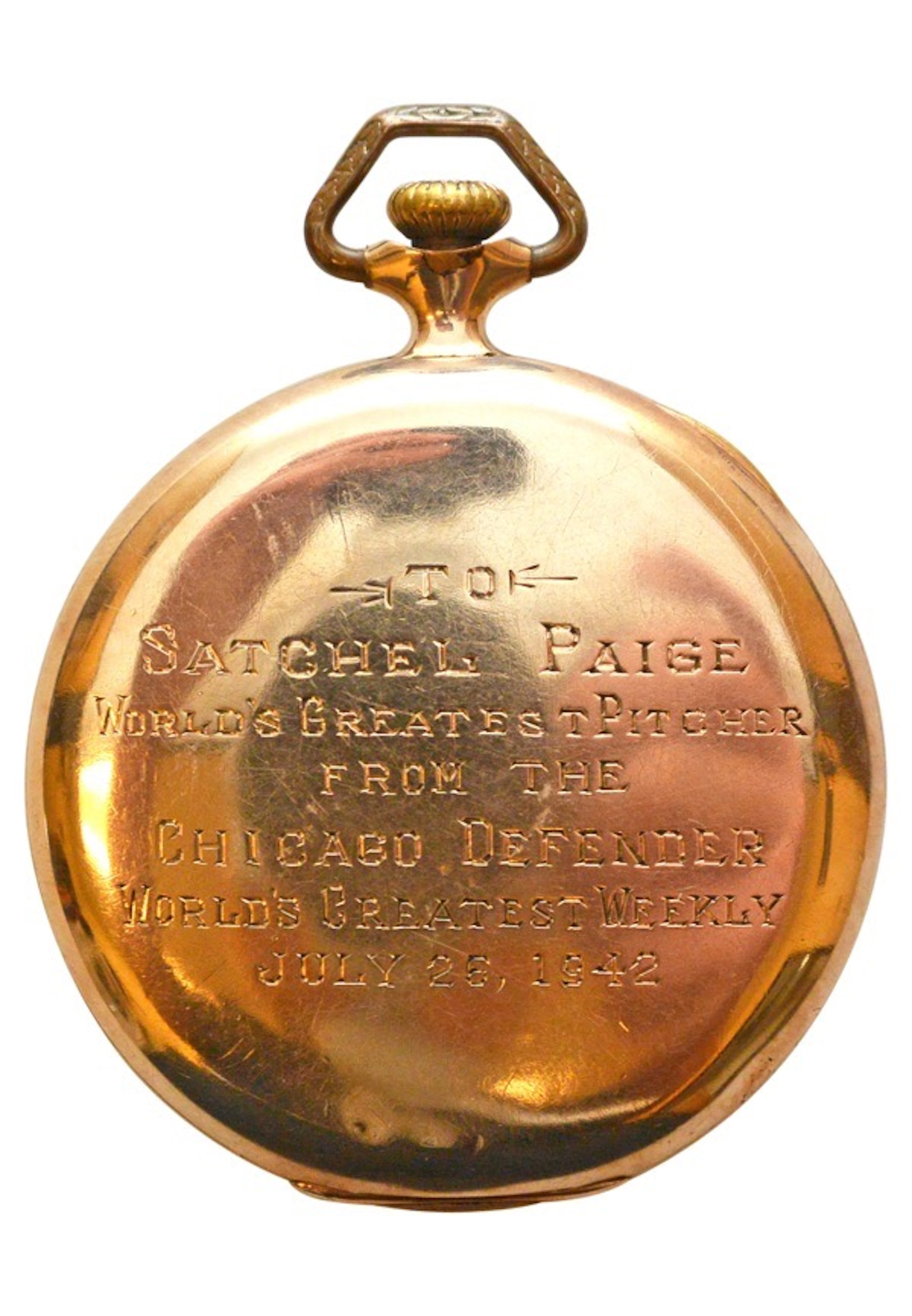 Satchel Paige's Negro League Gold Pocket Watch Presented...