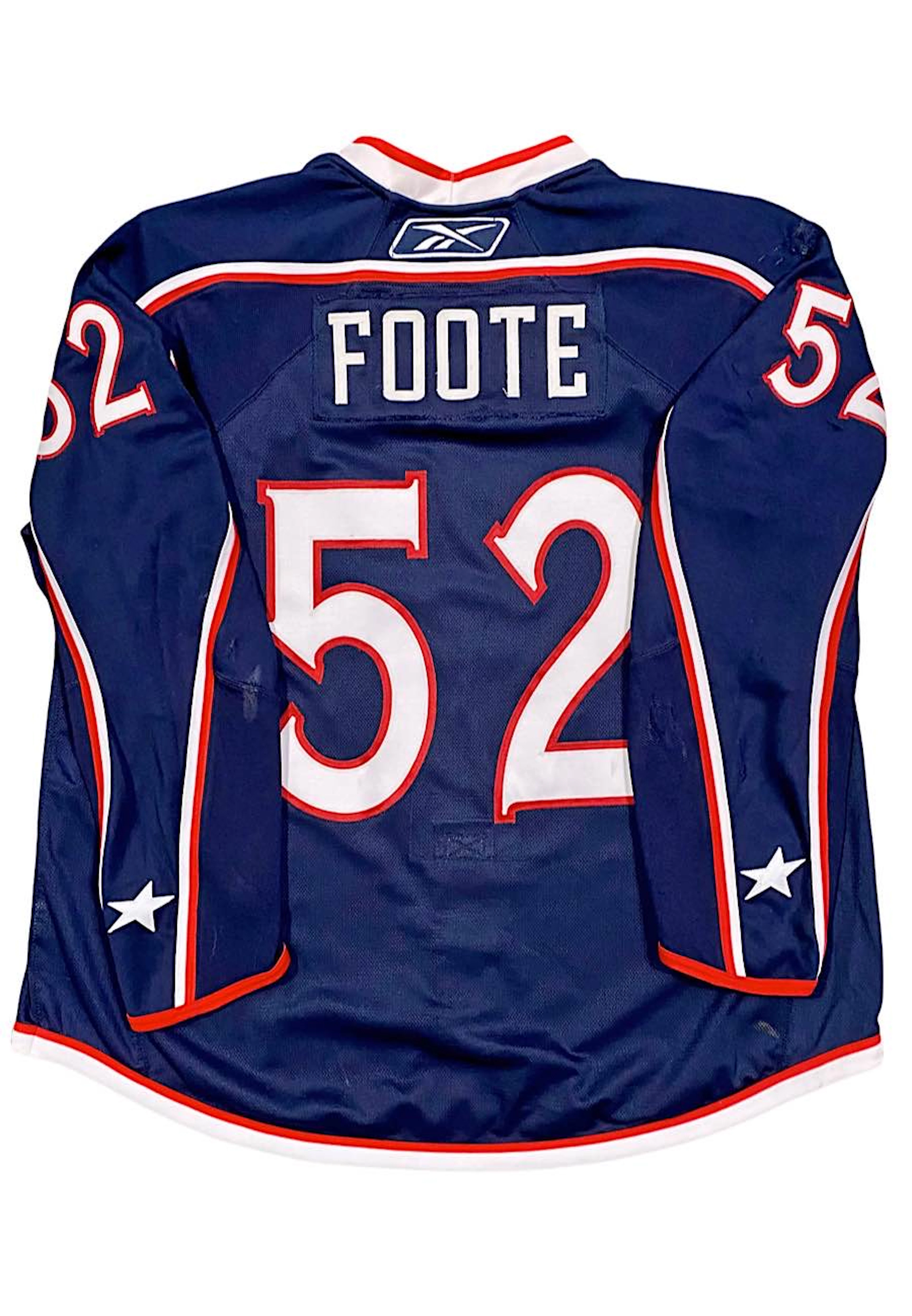 2007-08 Adam Foote Columbus Blue Jackets Game-Used Jersey (Blue Jackets LOA)