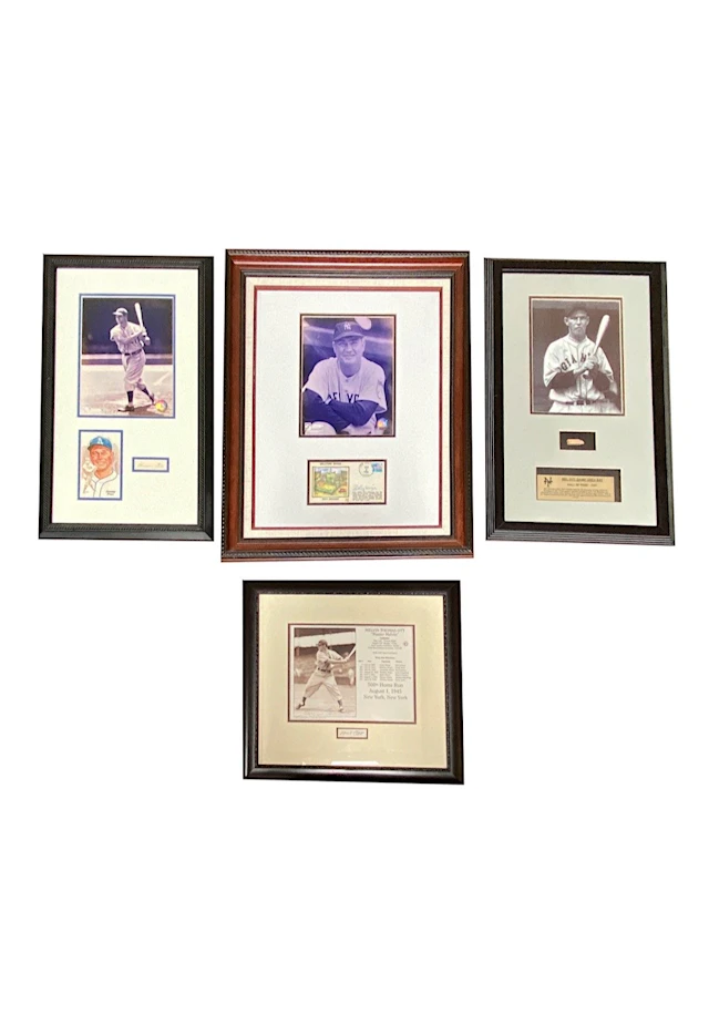 Jimmie Foxx, Mel Ott & Johnny Mize Autographed Framed Displays (4)