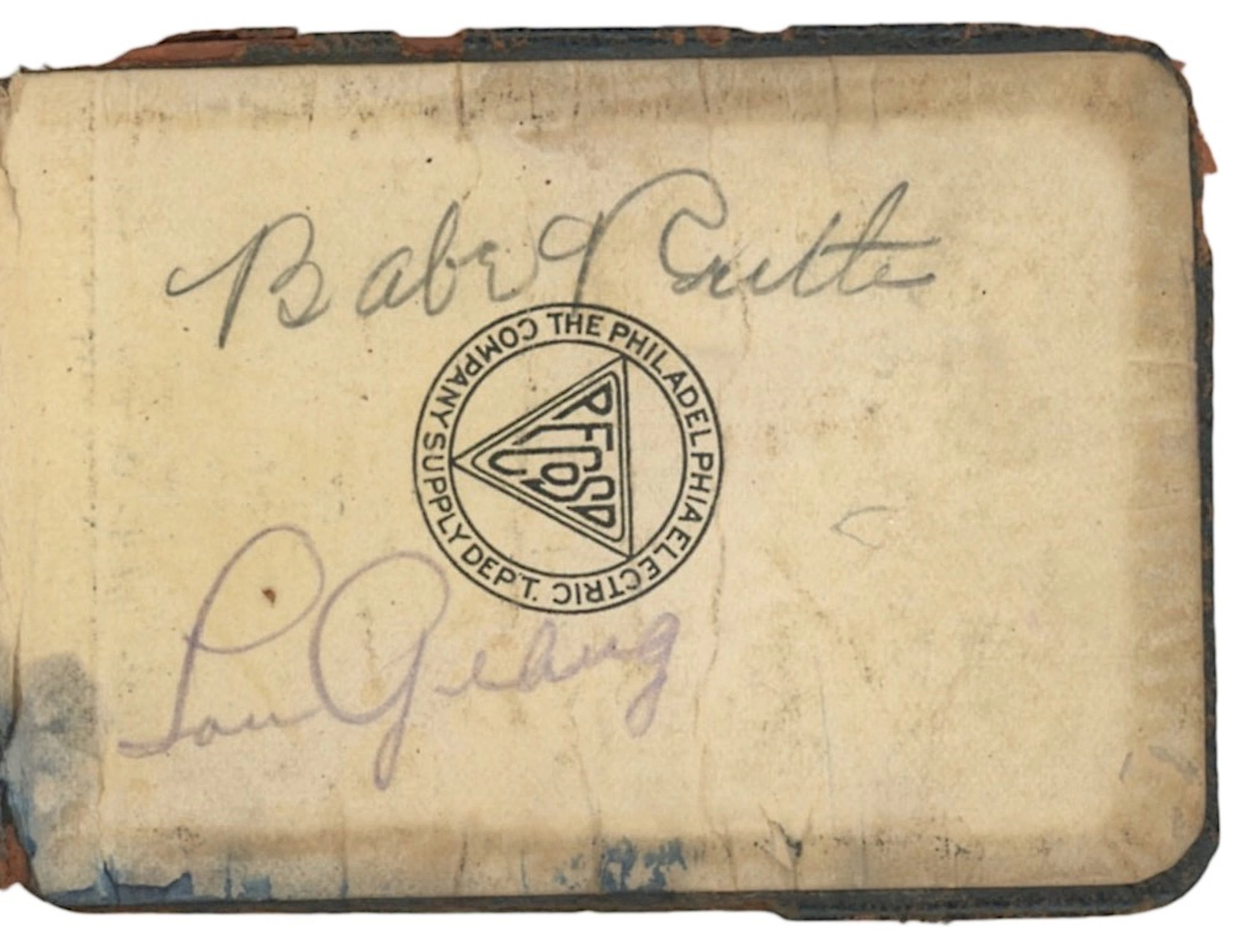 Babe Ruth & Lou Gehrig Dual-Signed Leather Booklet Page (JSA)