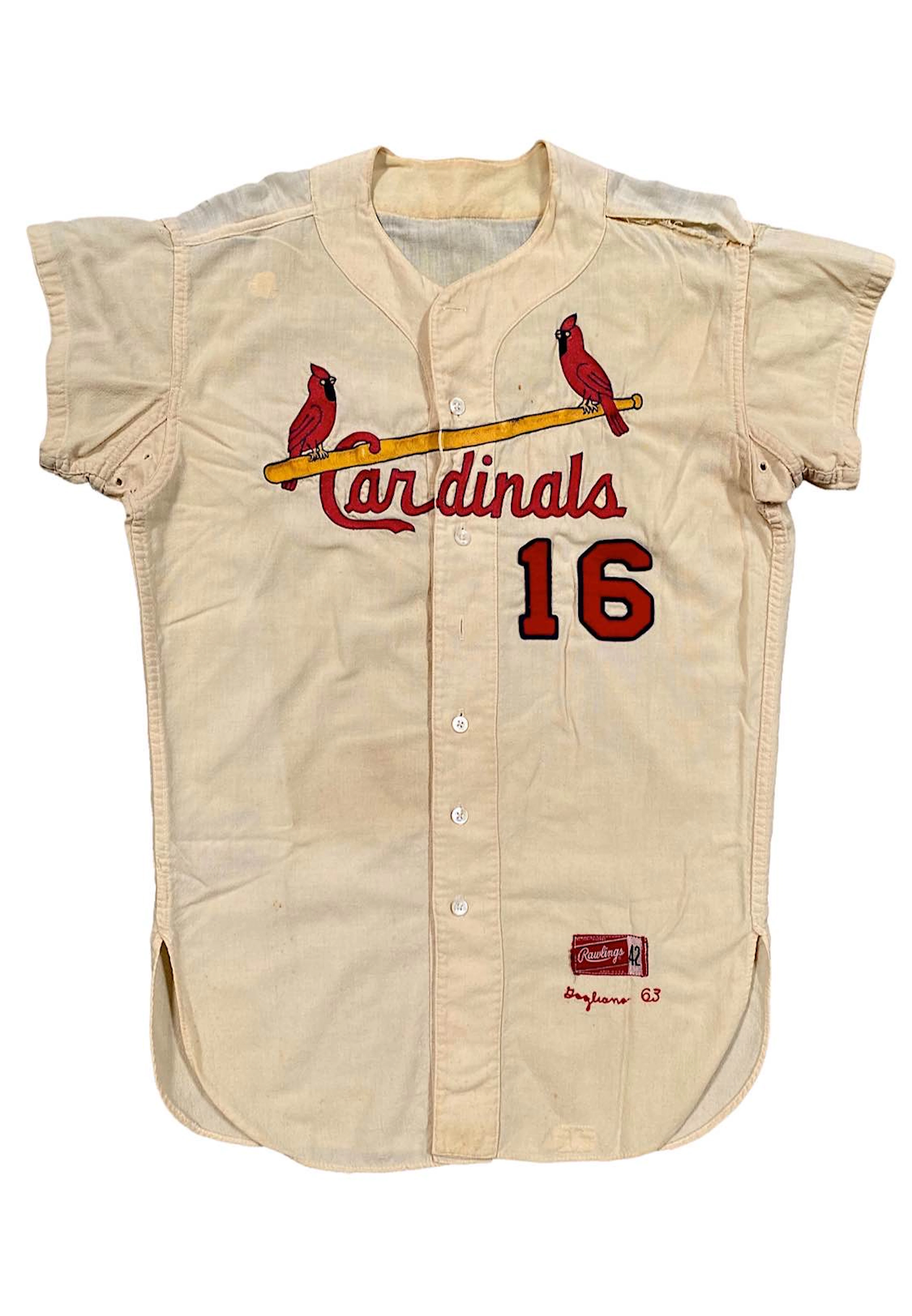 1963 Phil Gagliano St. Louis Cardinals Game-Used Home Flannel Jersey