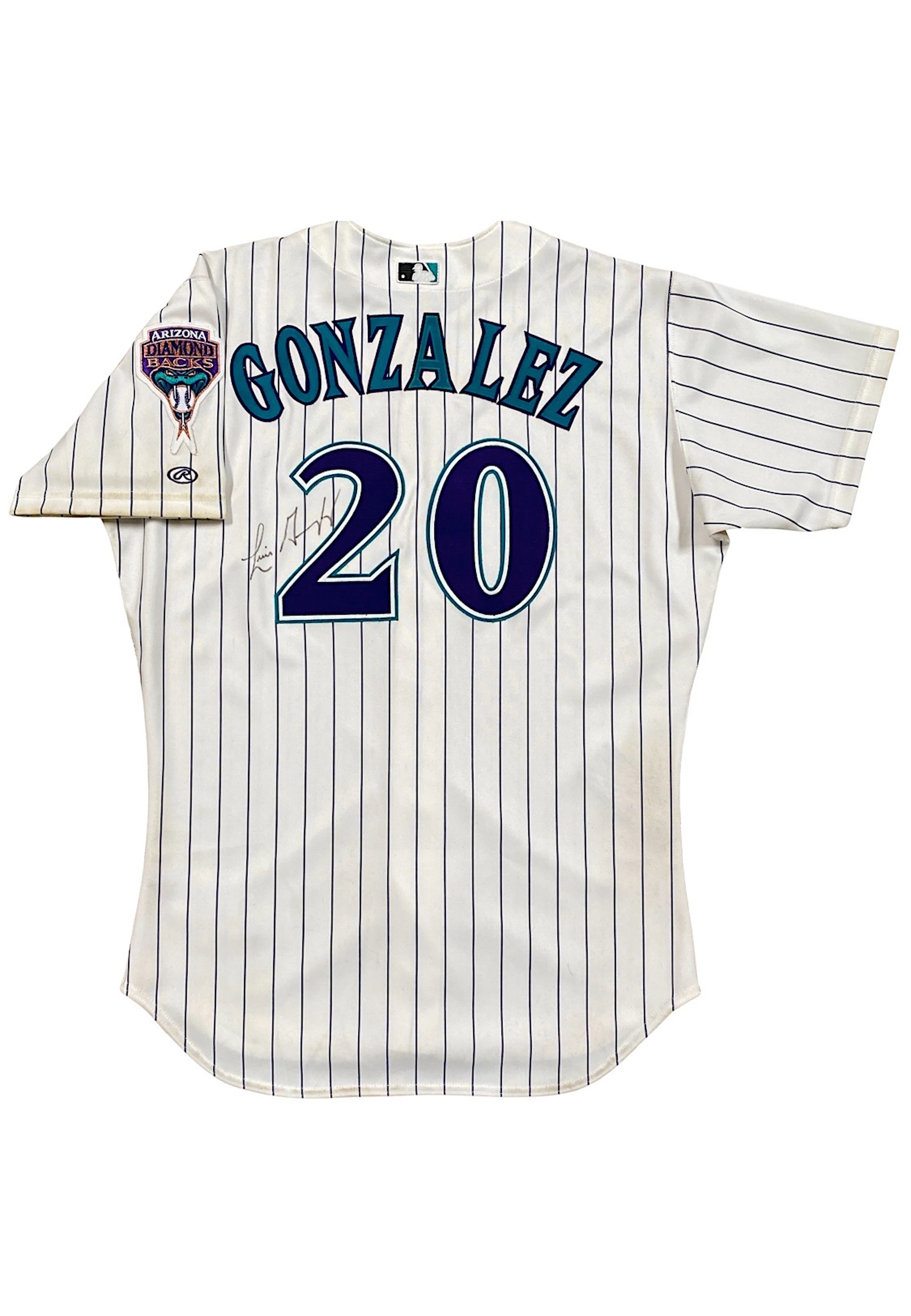 2002 Luis Gonzalez Arizona Diamondbacks Game-Used & Autographed Home Jersey