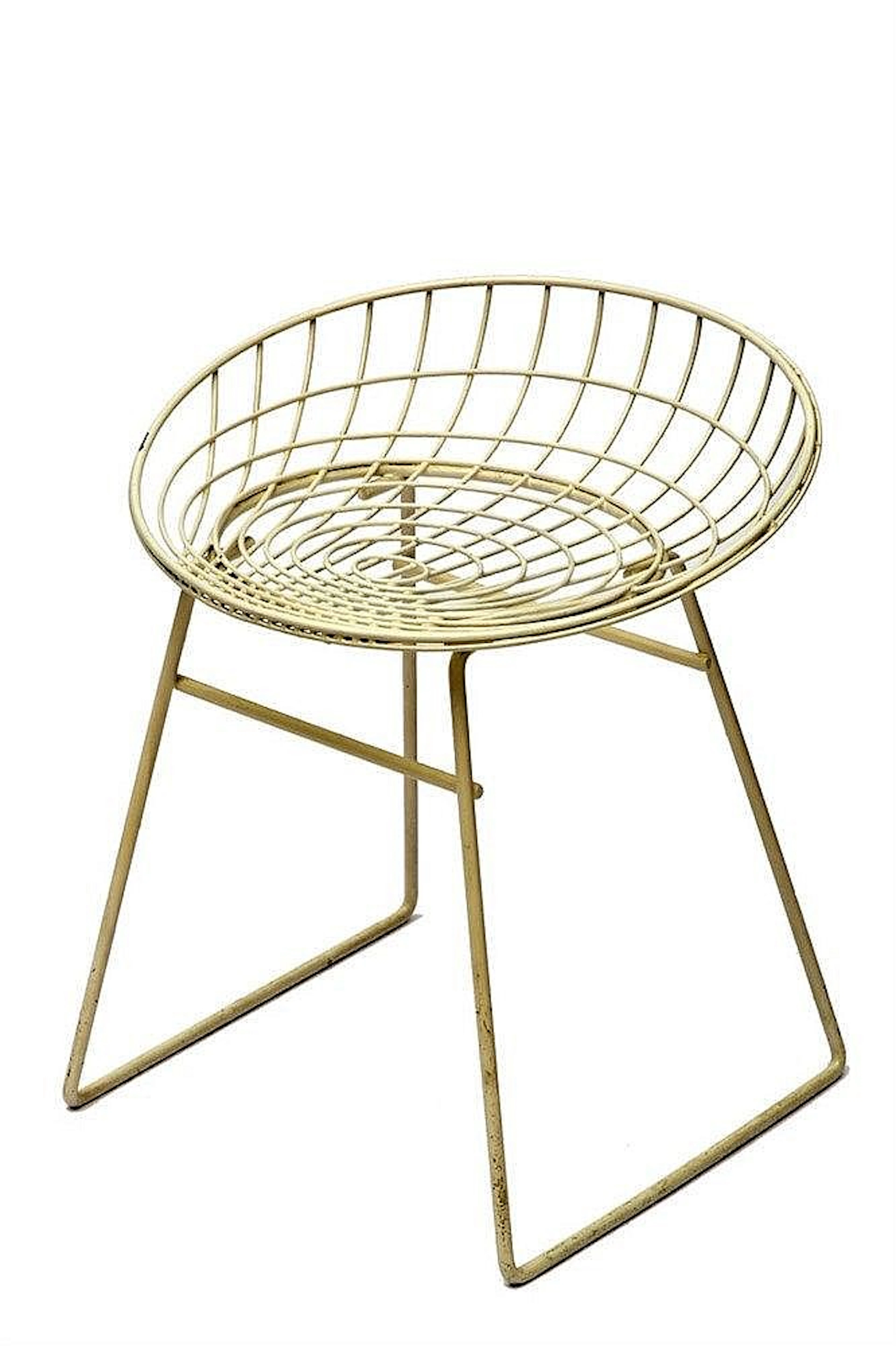 Cees Braakman (1917-1995) A white lacquered wire stool, model KM05, pr
