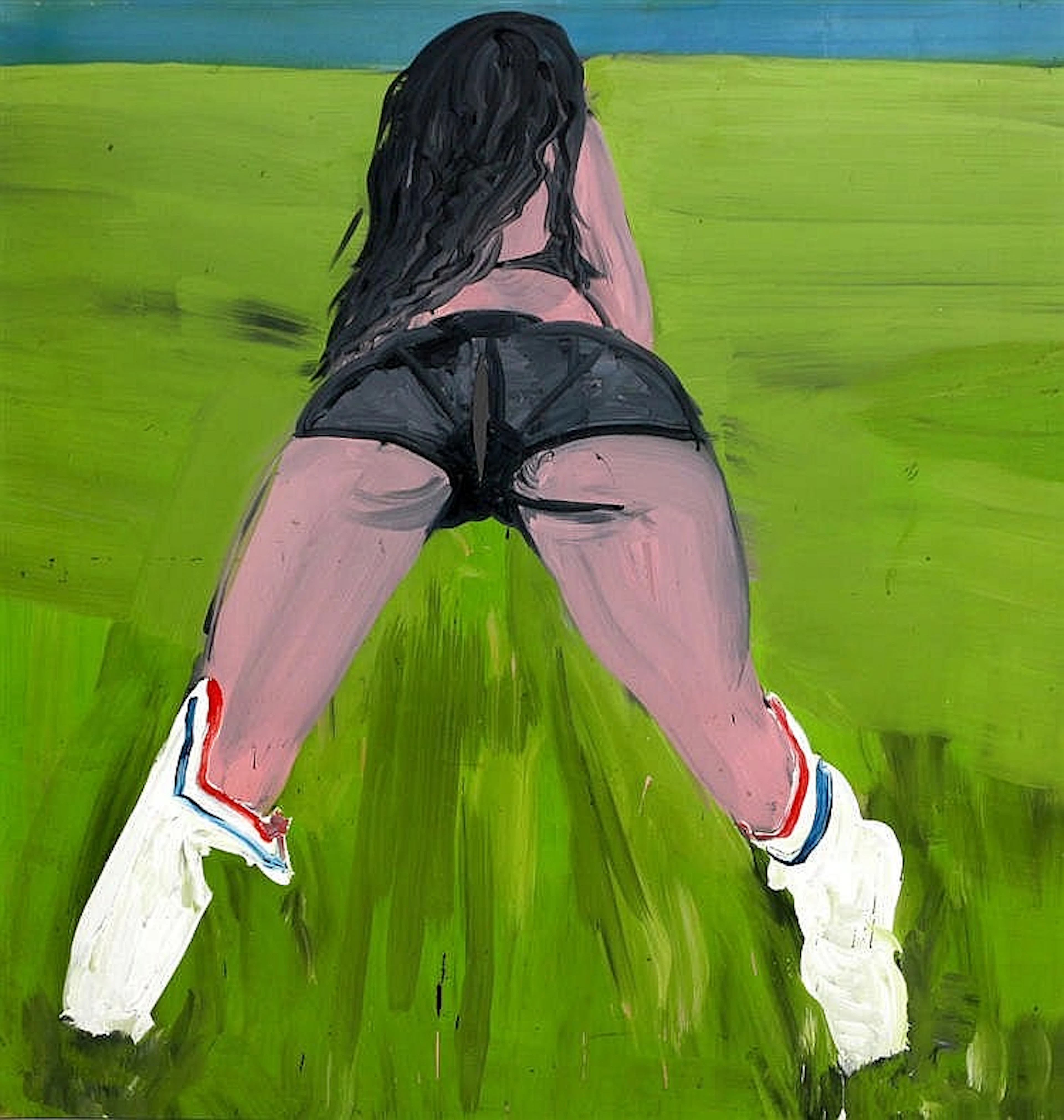 Erik van Lieshout (1968-) - Soccer girl. Signed and dated 1995 verso. - Doek 2