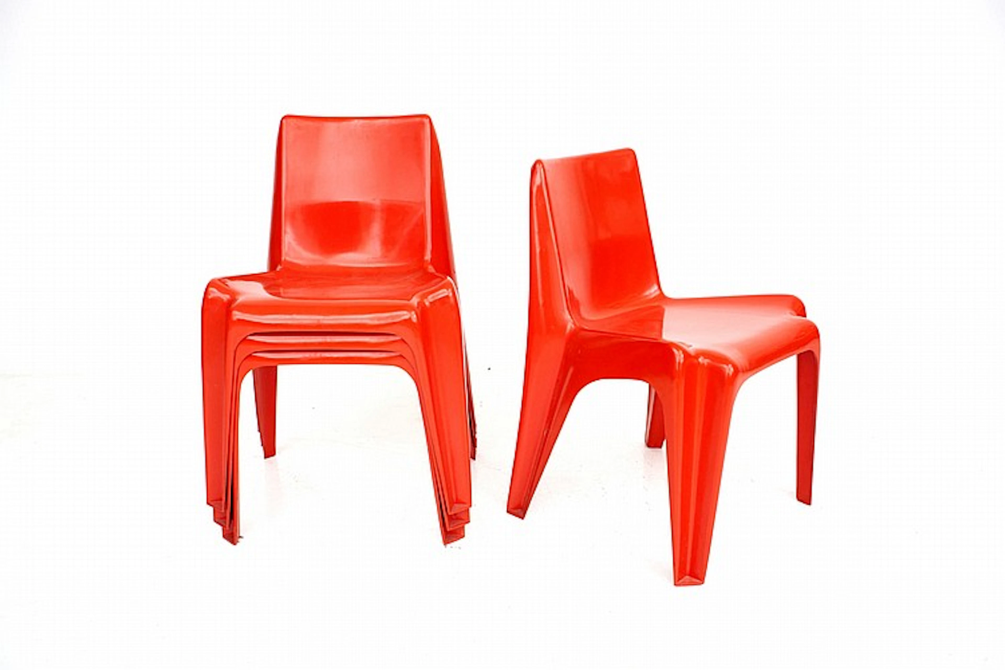 Helmut Bätzner (1928-2010) Four stackable moulded polyester resin...