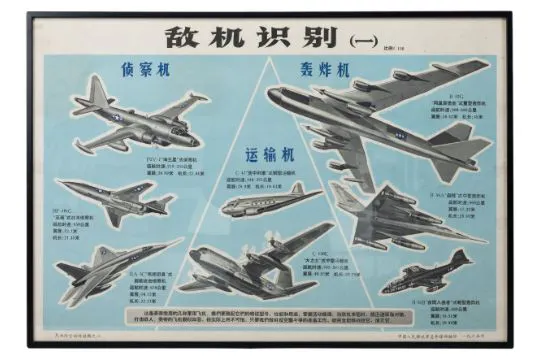 CHINESE MILITARY POSTER U.S. AIRCRAFT IDENTIFICATION CHART, dated ...