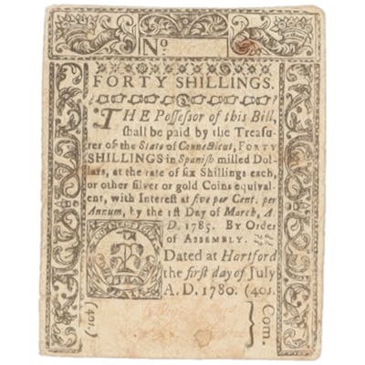 1780 Forty Shillings New-London Colonial Currency Note