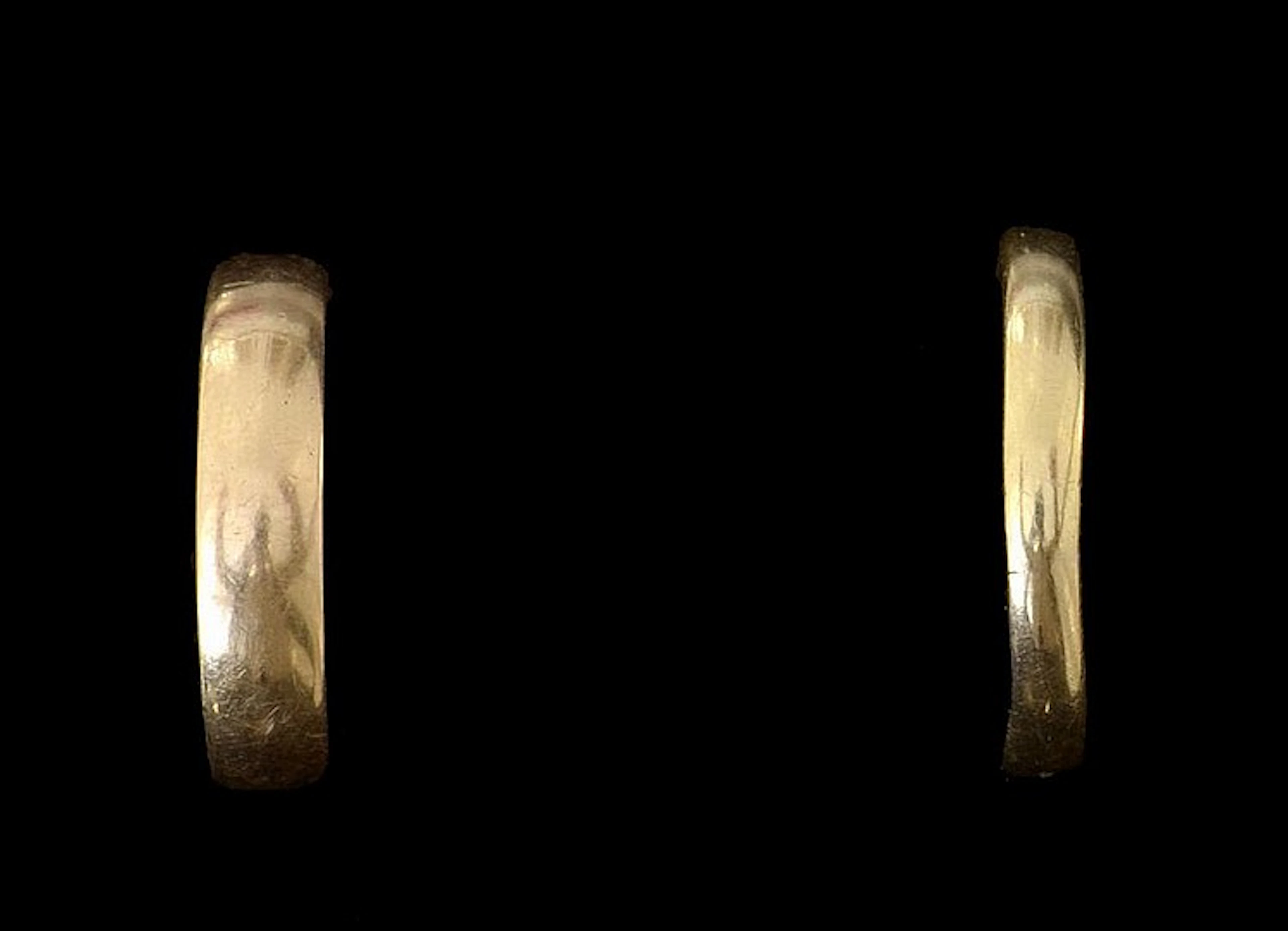 Set of engagement rings. Set of two golden rings.