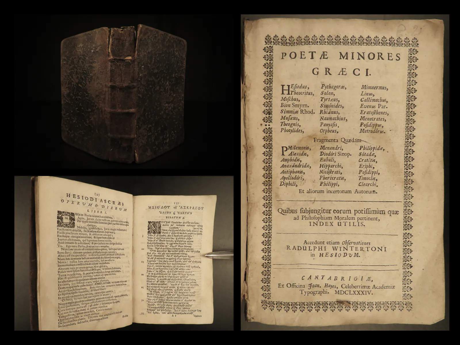 Livre Ancien - Poetae Minores Graeci, Hesiodus, Pythagoras... - Édition 1712, XVIIIème Siècle