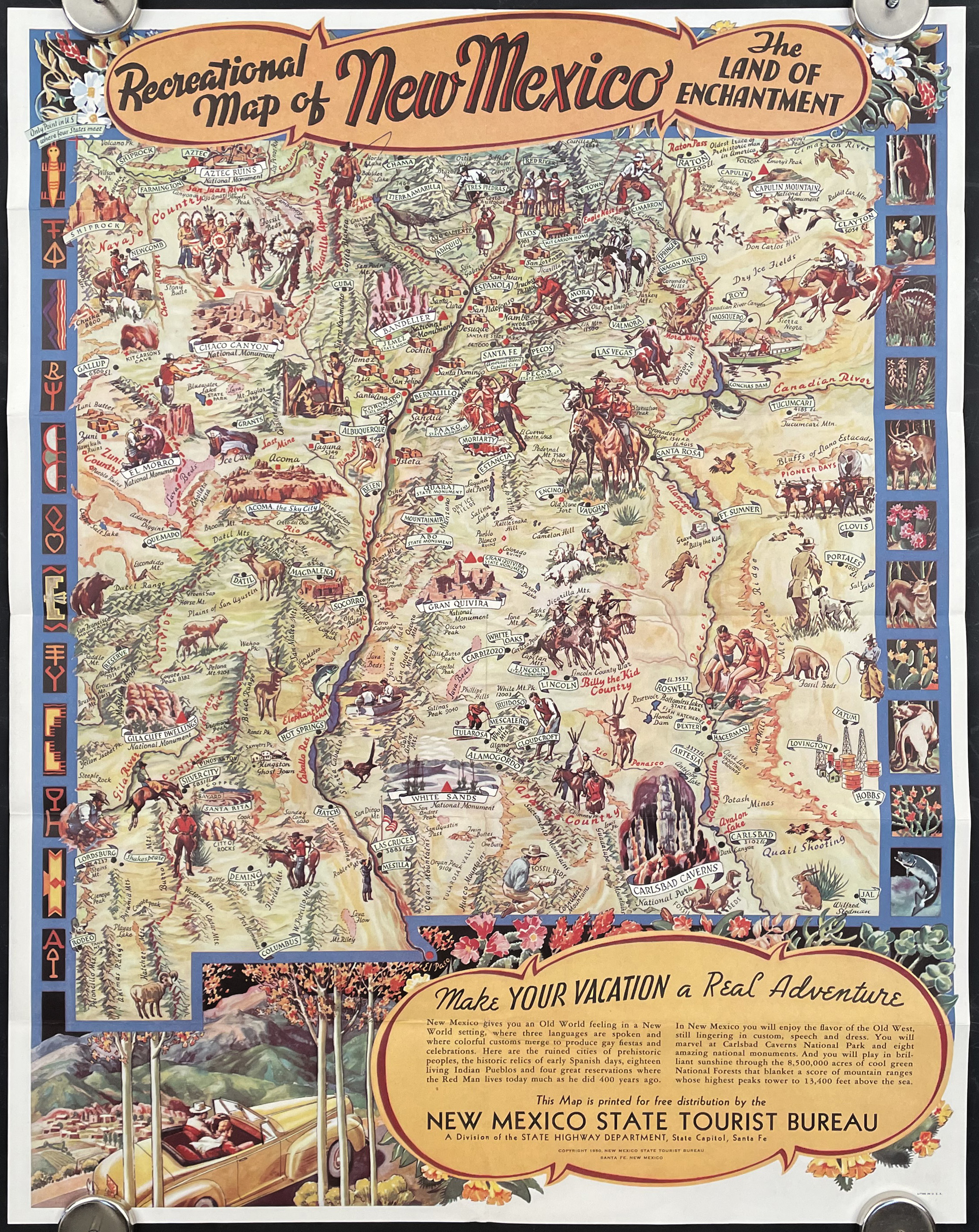 Recreational Map of New Mexico The Land of Enchantment  Barnebys