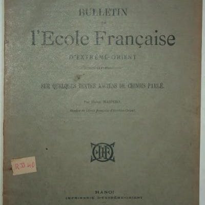 Sur quelques textes anciens de chinois parlé, MASPERO (Henri), Barnebys
