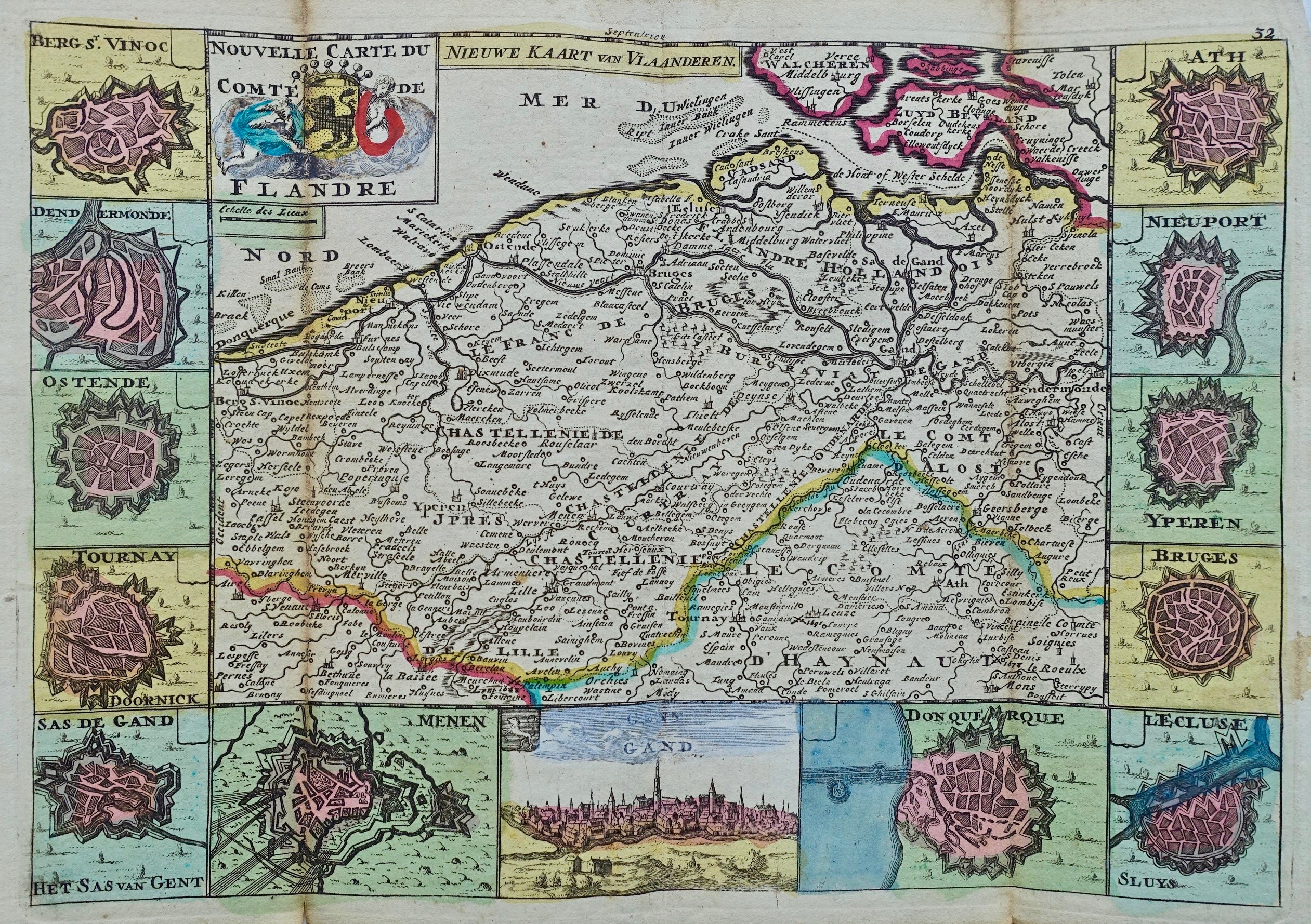 Nouvelle Carte Du Comté De Flandre Nieuwe Kaart Van Vlaanderen. | Barnebys