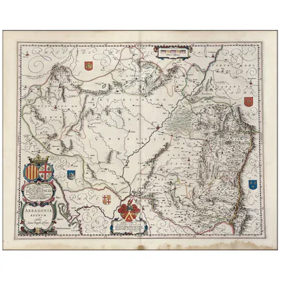 MAPA ANTIGUO ARRAGONIA REGNUM POR WILLEM BLAEU BLAEU, Willem ESPAÑA ...