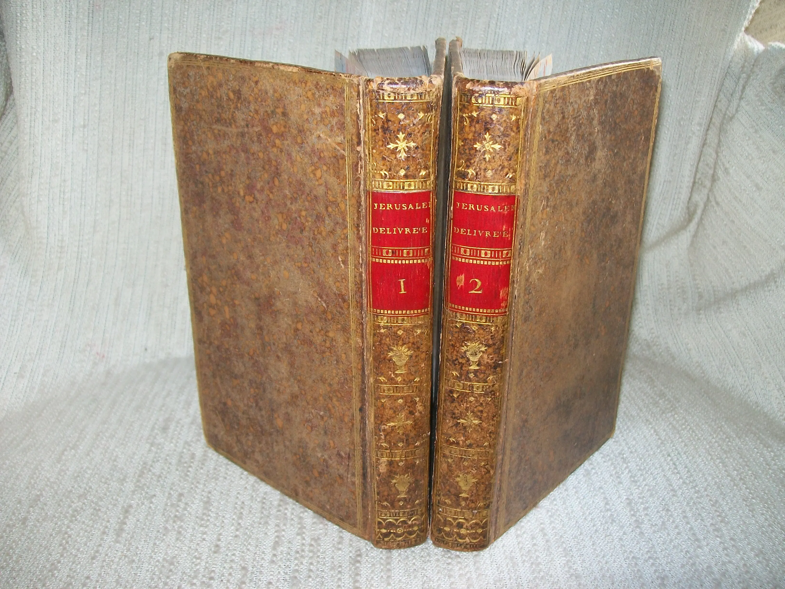 Livre Ancien : Jérusalem Délivrée Du Tasse - Édition 1755, Reliure Cuir, Poésie