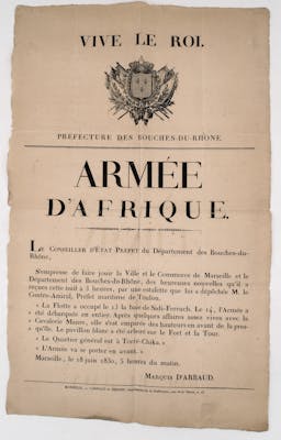 AFFICHE DÉBARQUEMENT ALGÉRIE 1830 ALGÉRIE,COLONIALISME,HISTOIRE | Barnebys