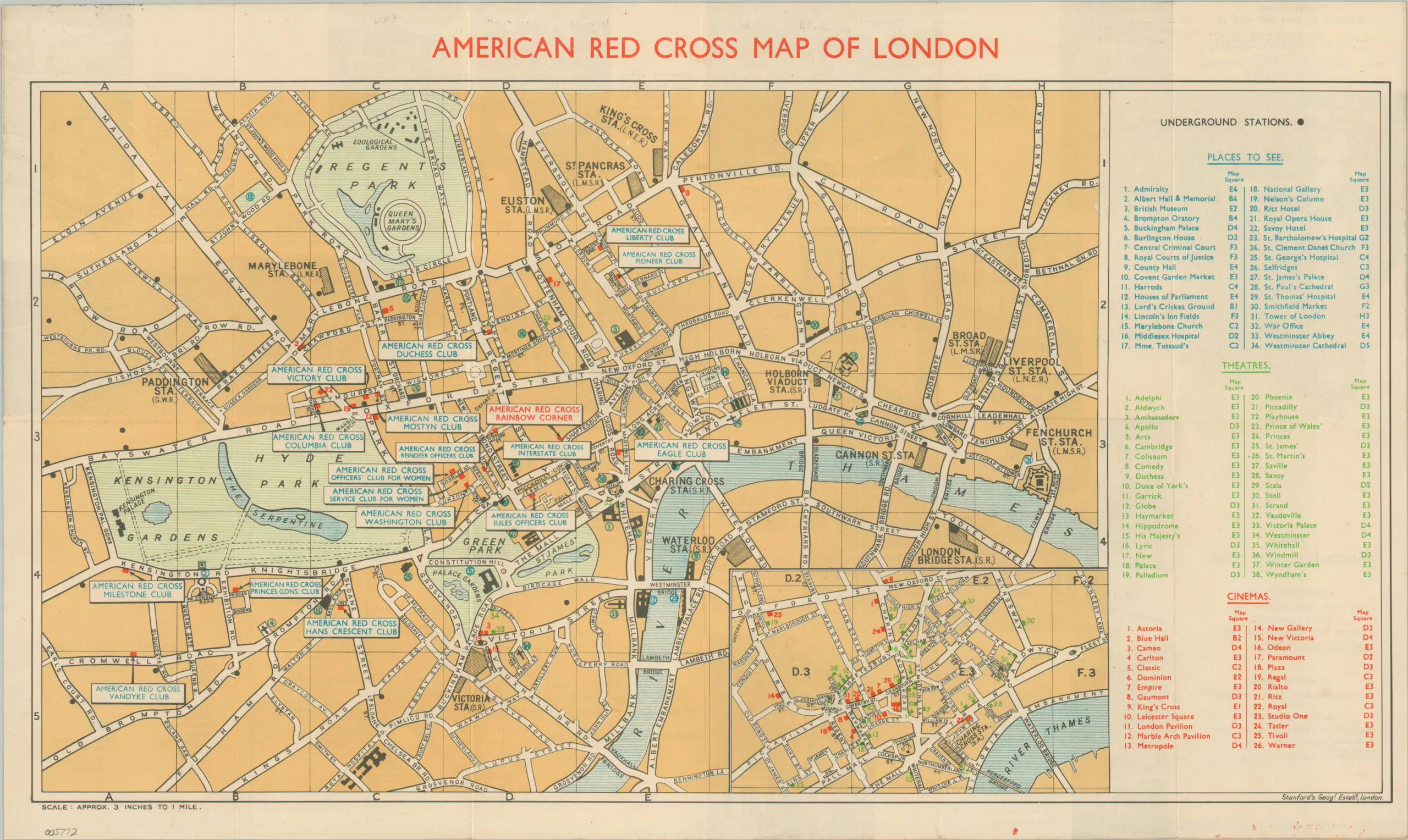 American Red Cross Map of London - Wartime plan of London... | Barnebys