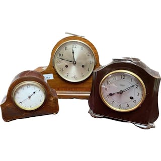 A collection of three antique mantle clocks to include Edwar...