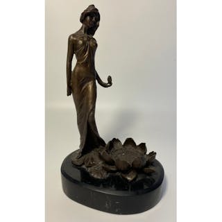 Lotus Lady Bronze Figurine by Milo in Art Nouveau Style