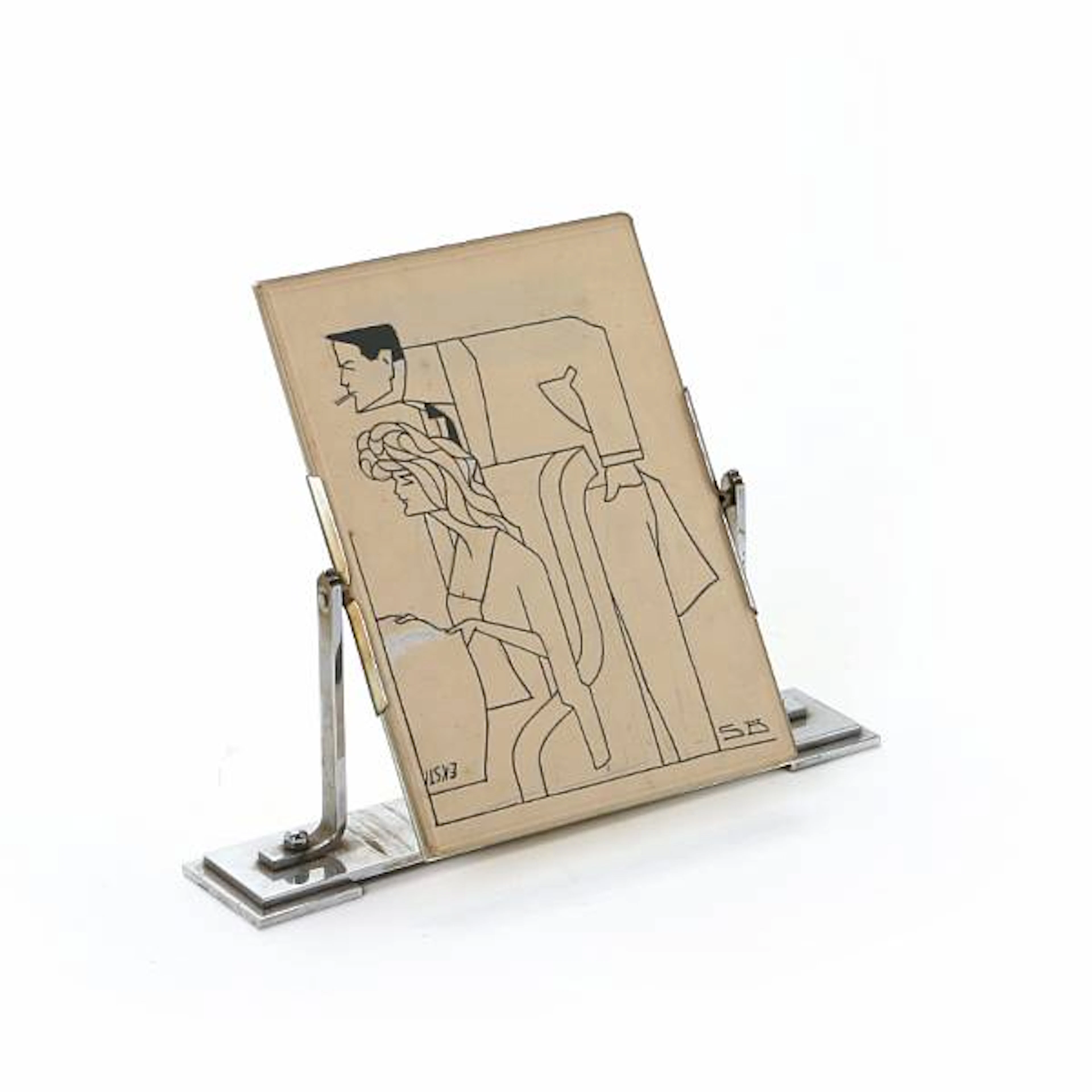 Sven Brasch: Composition set in table frame. Signed SB. Ink and gouache