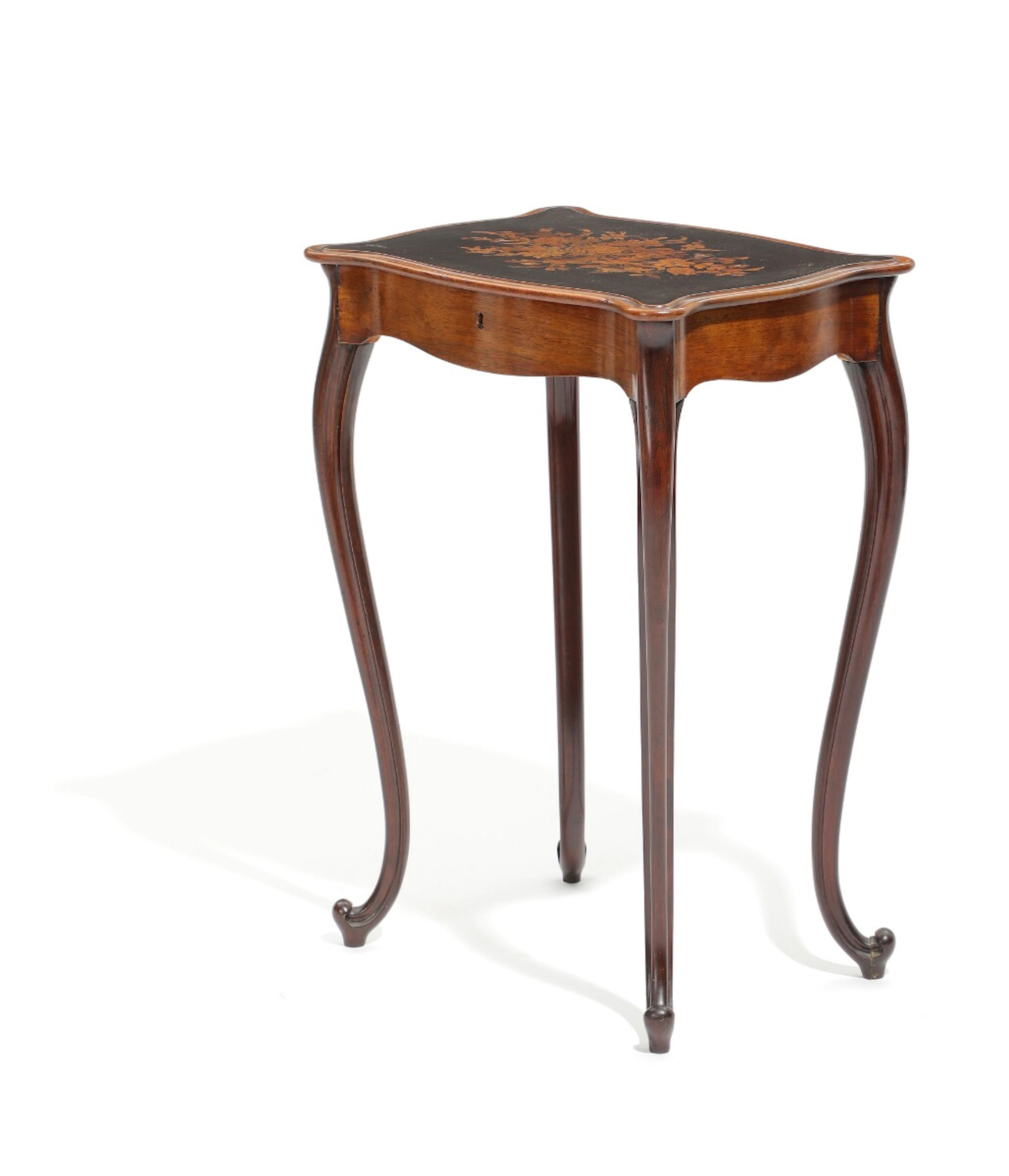 A Neo Rococo rosewood sewing table