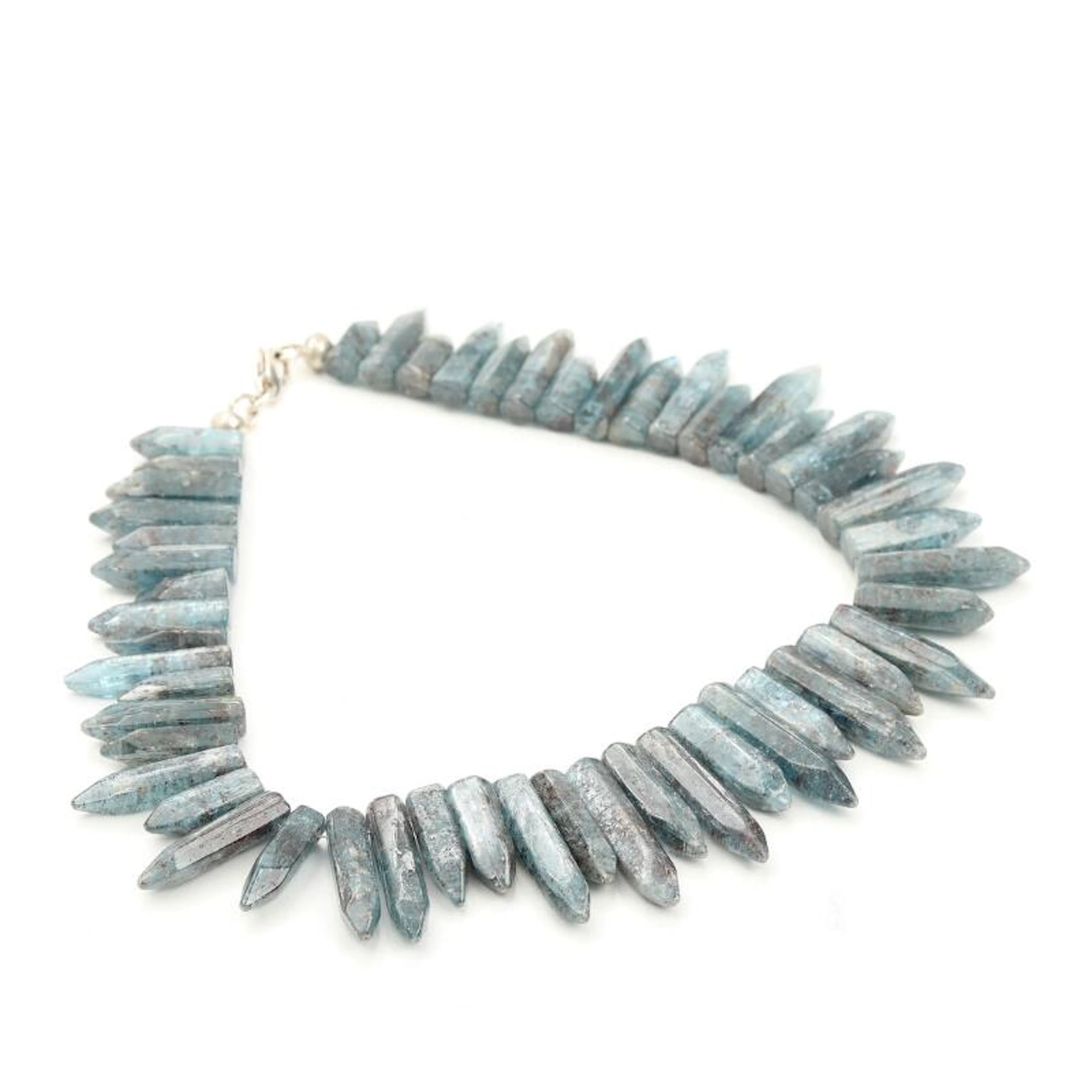 Kyanite necklace with sterling silver clasp