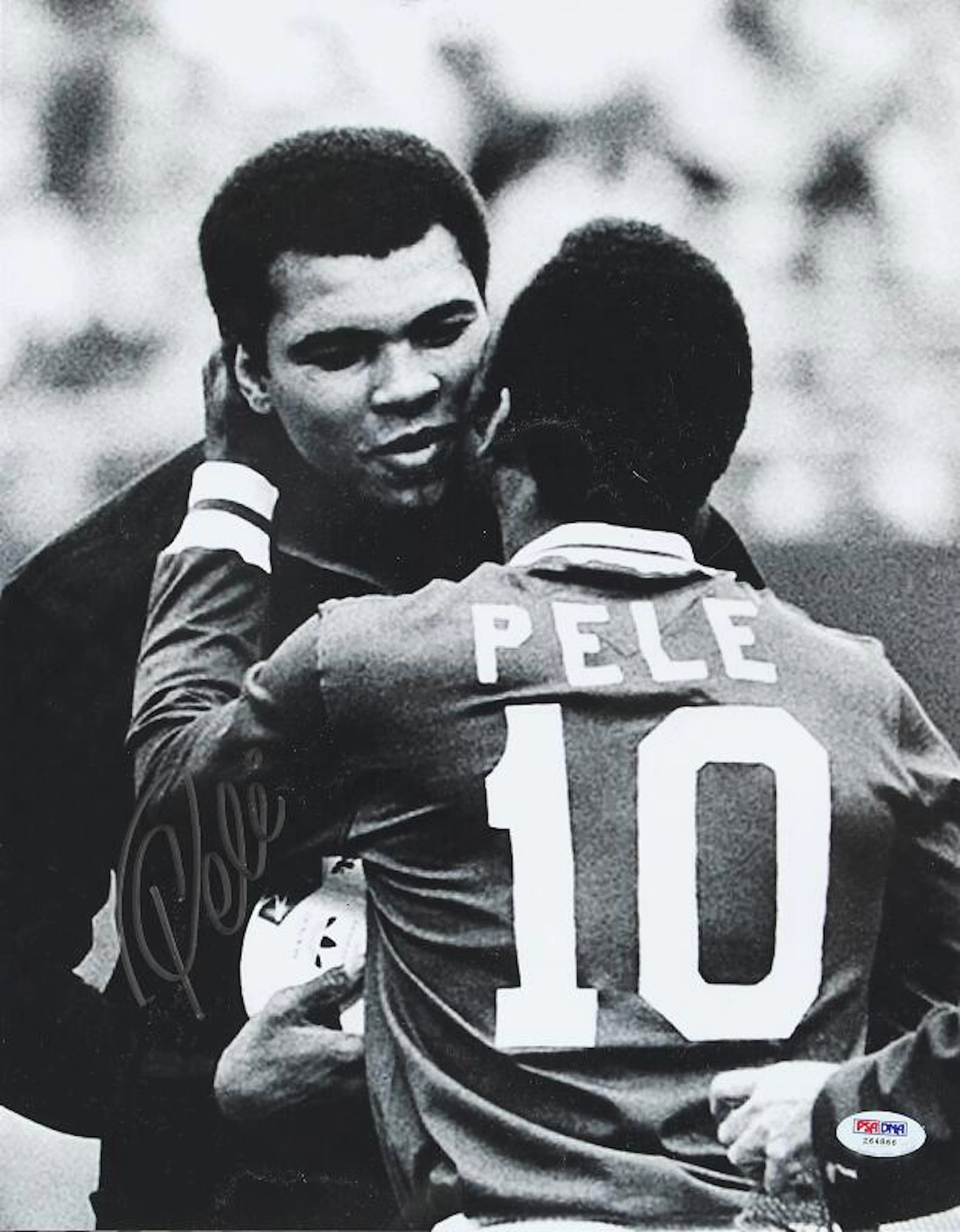 A b/w press photograph of the Brazilian football star Pelé (b.