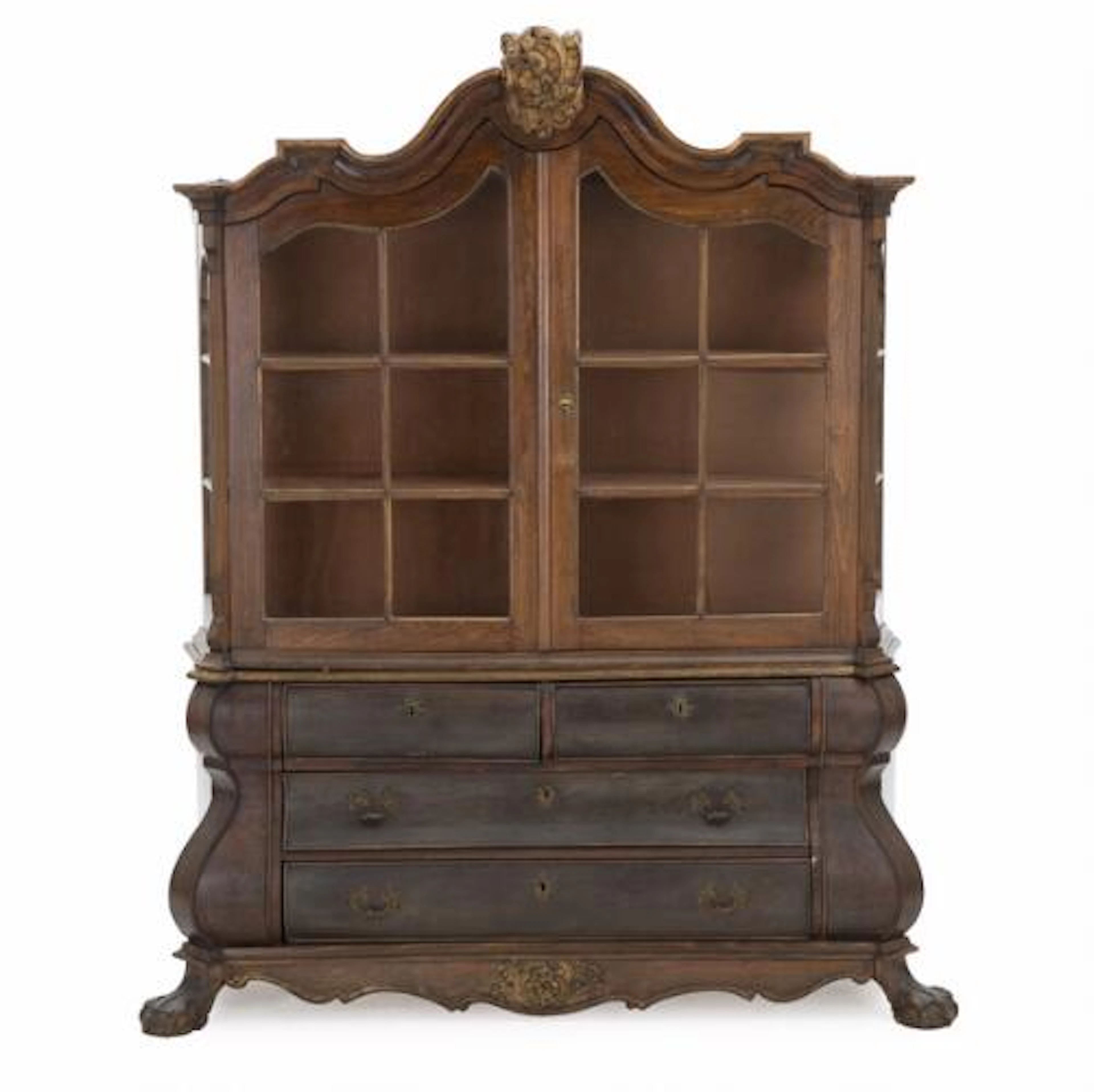A Baroque style oakwood display cabinet