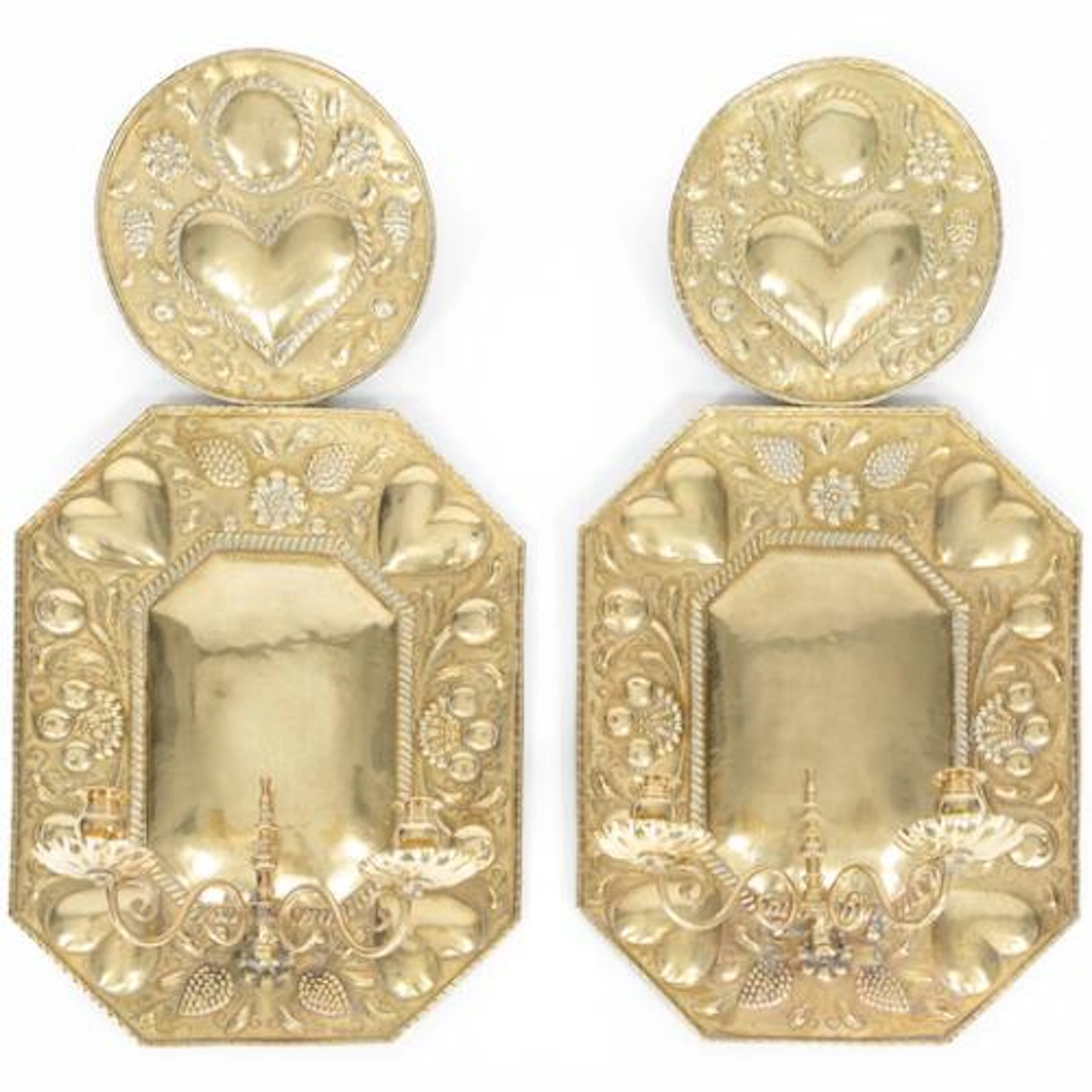 An 18th century Baroque brass bracket lamps