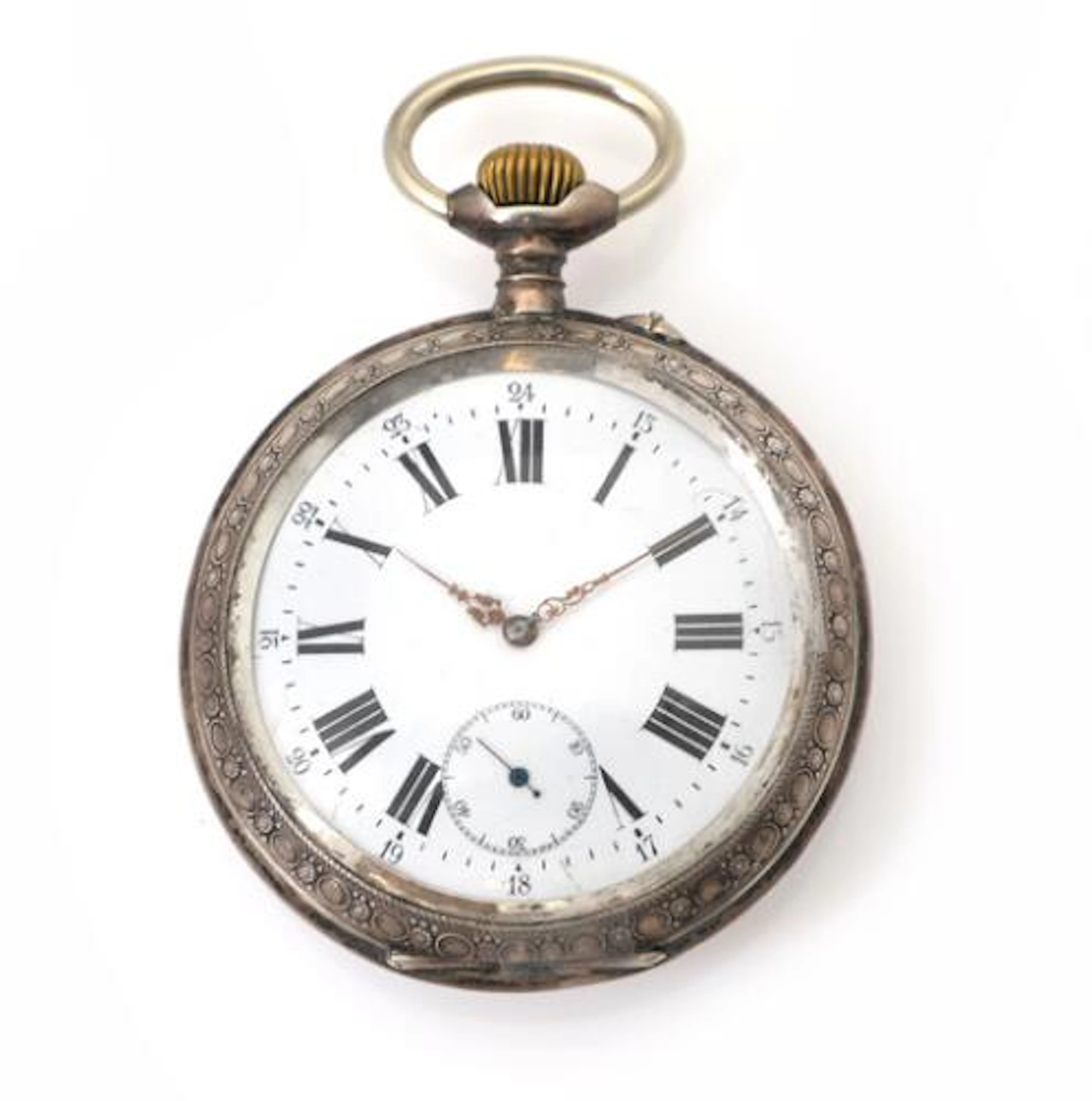 Eclipse Railway silver open-face pin-set pocket watch