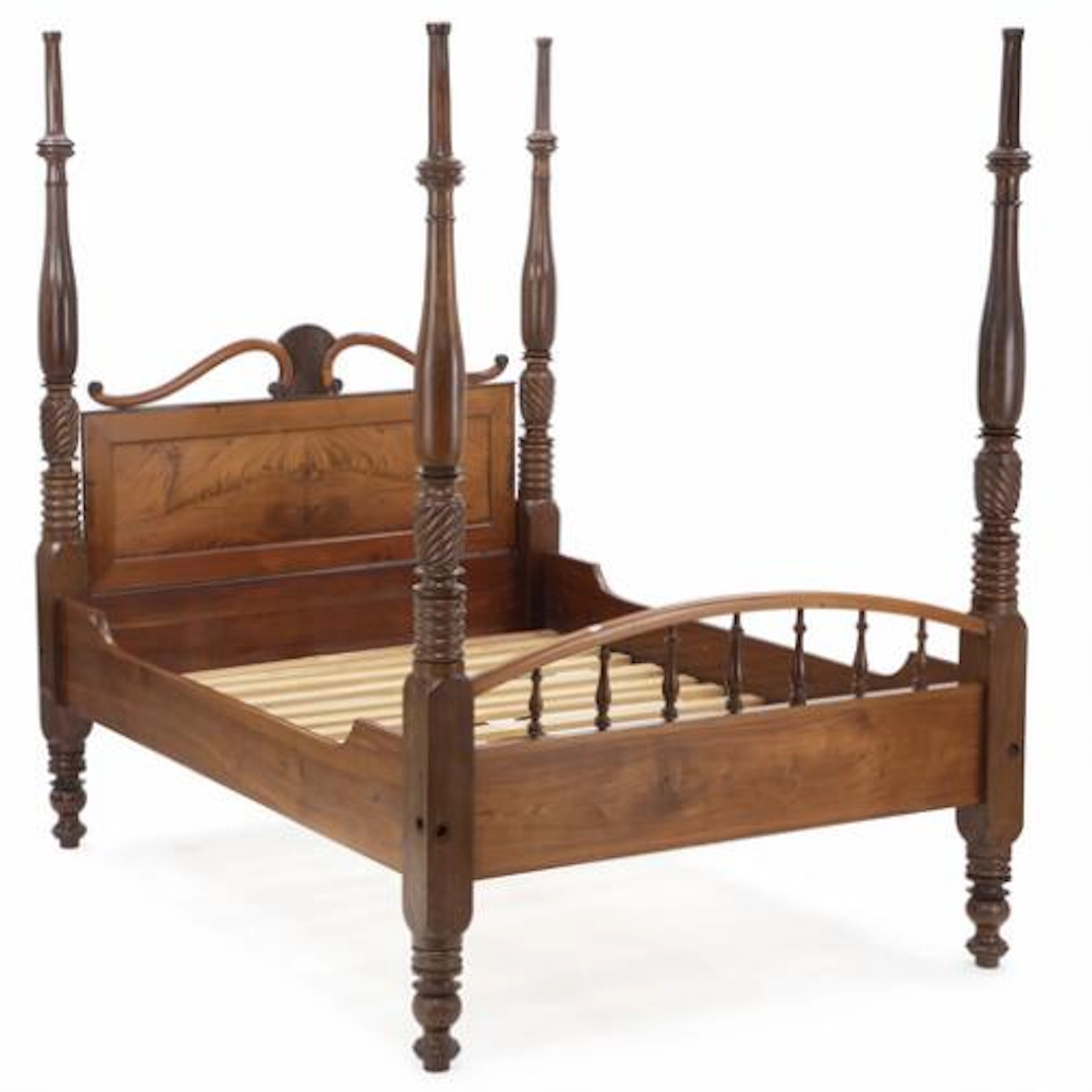 A colonial late Empire four-poster mahogany bed